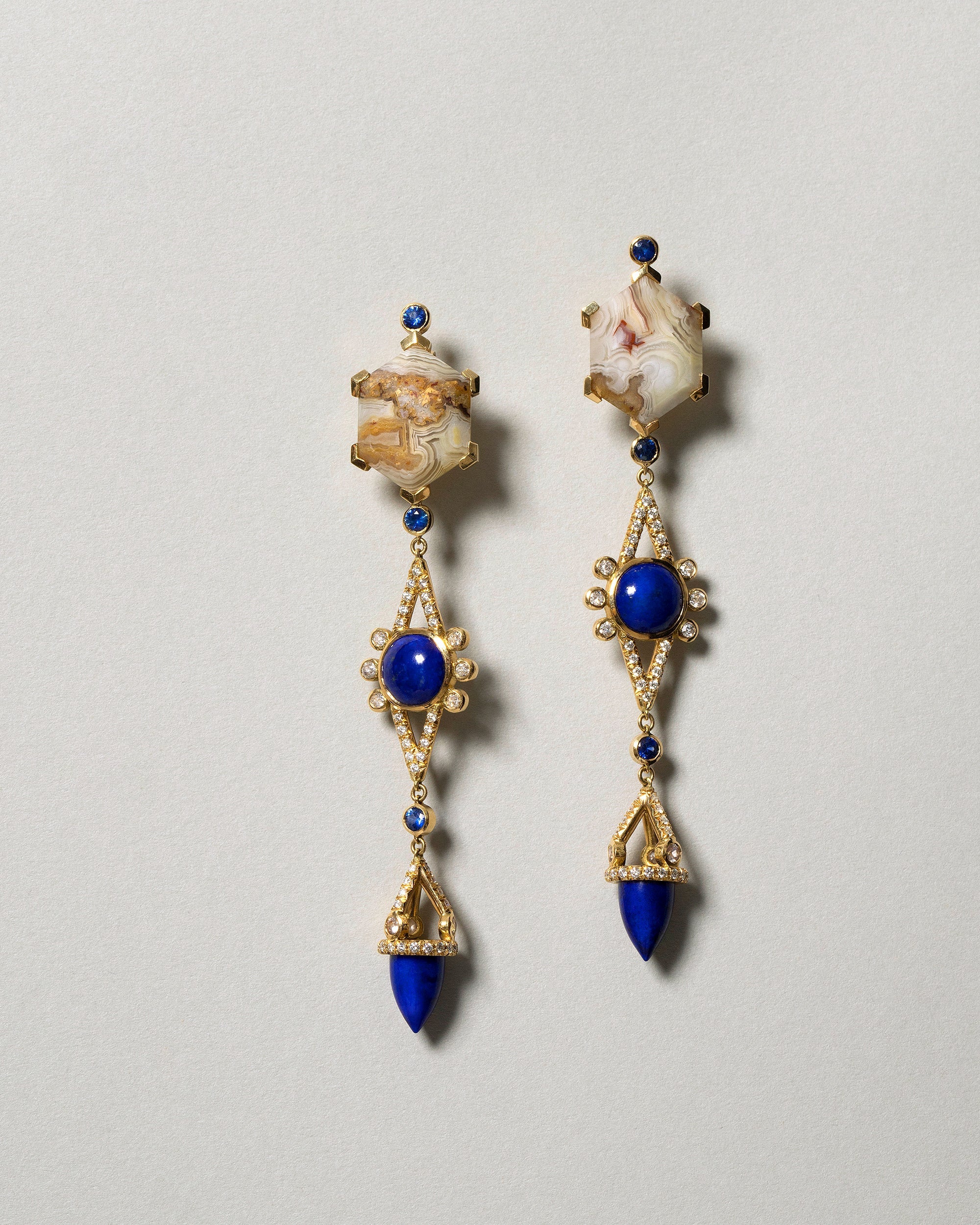 Agate & Lapis Drop Earrings - Image 2