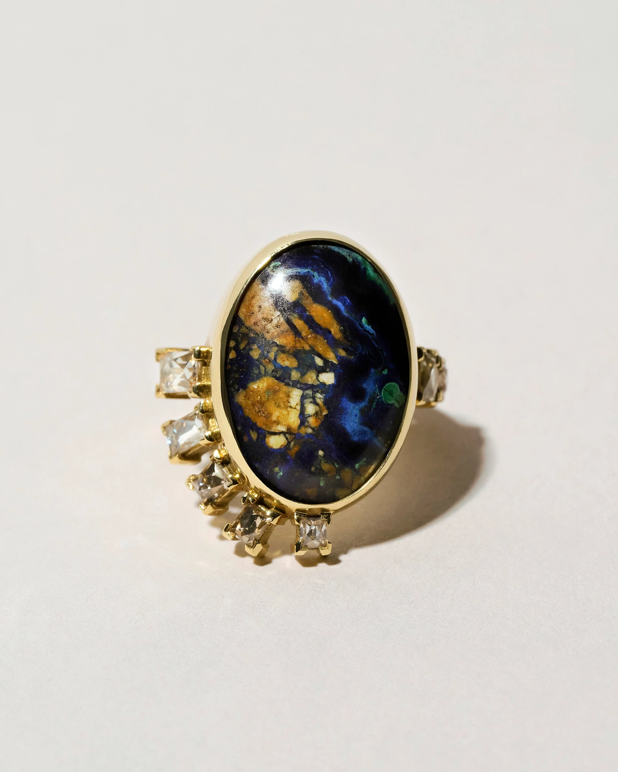 Azurite Malachite & Diamond Ring - Image 5