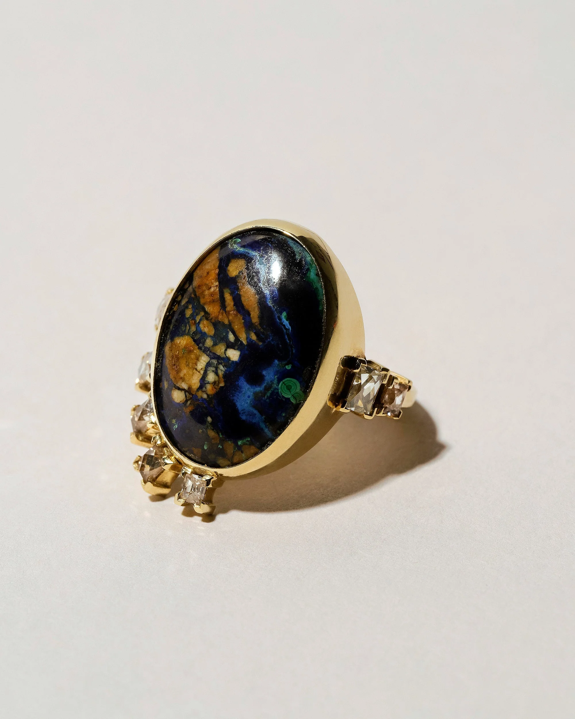 Azurite Malachite & Diamond Ring - Image 6