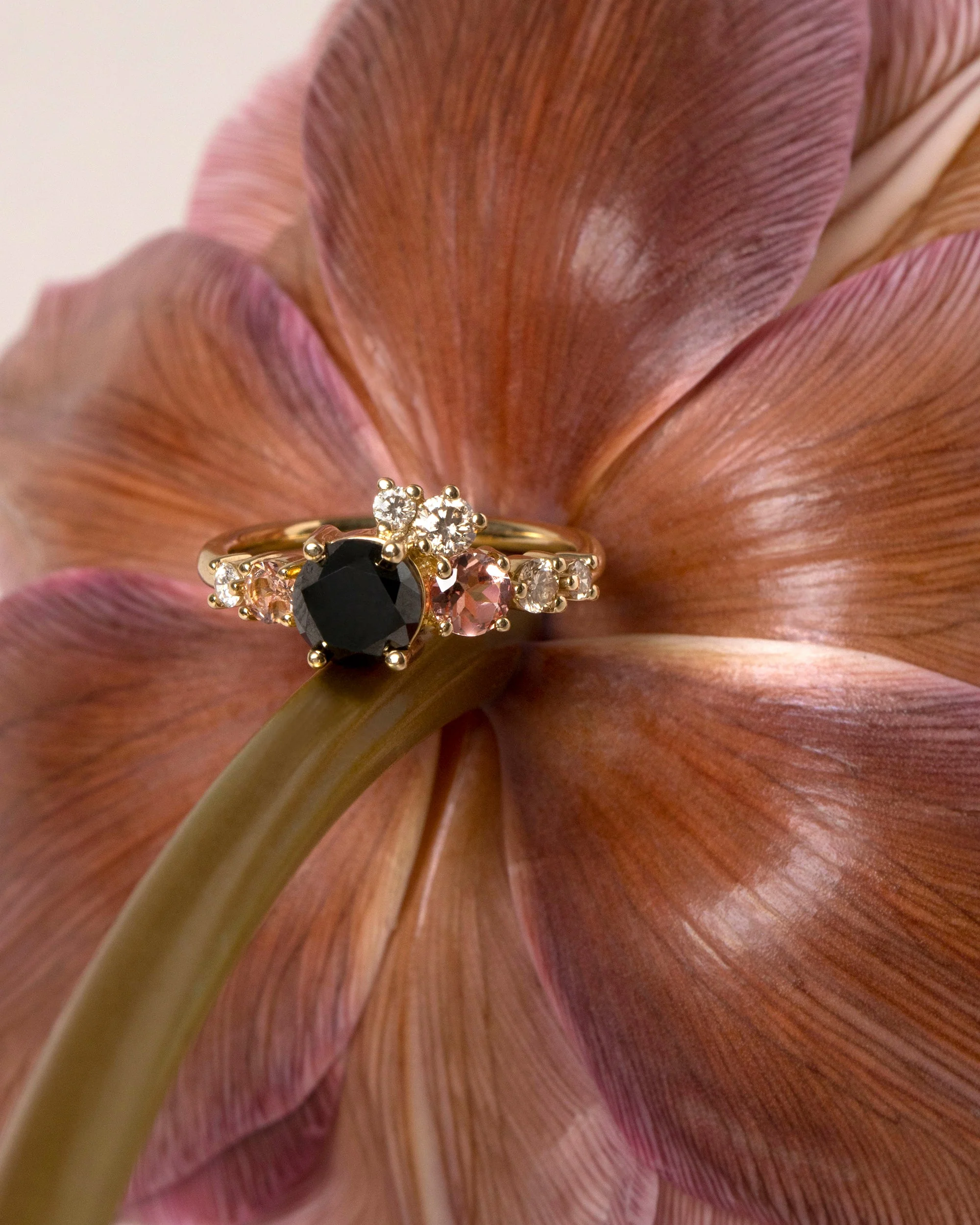 Luna Ring - Black & Champagne Diamond - Image 2