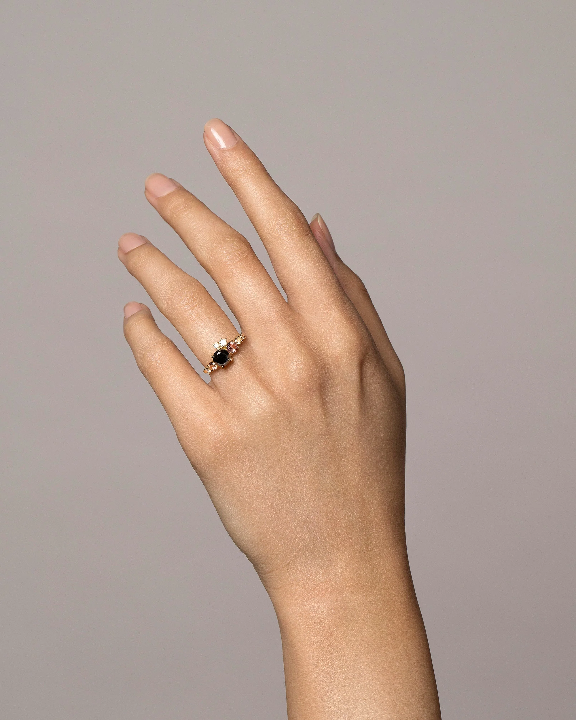 Luna Ring - Black & Champagne Diamond - Image 6