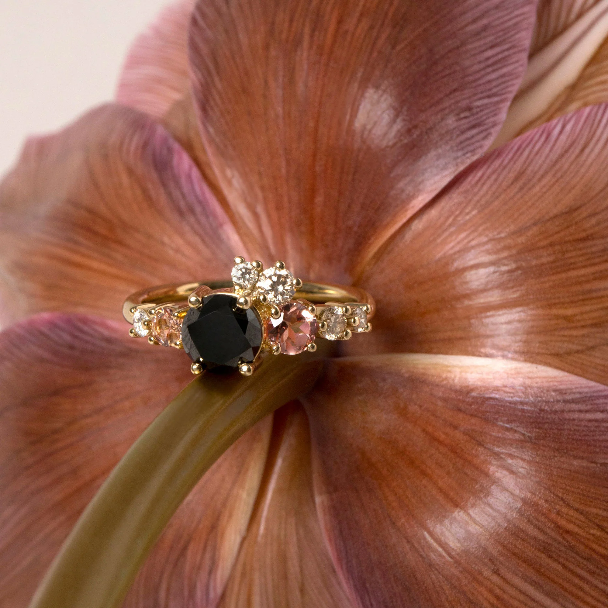 Luna Ring - Black & Champagne Diamond - Image 7