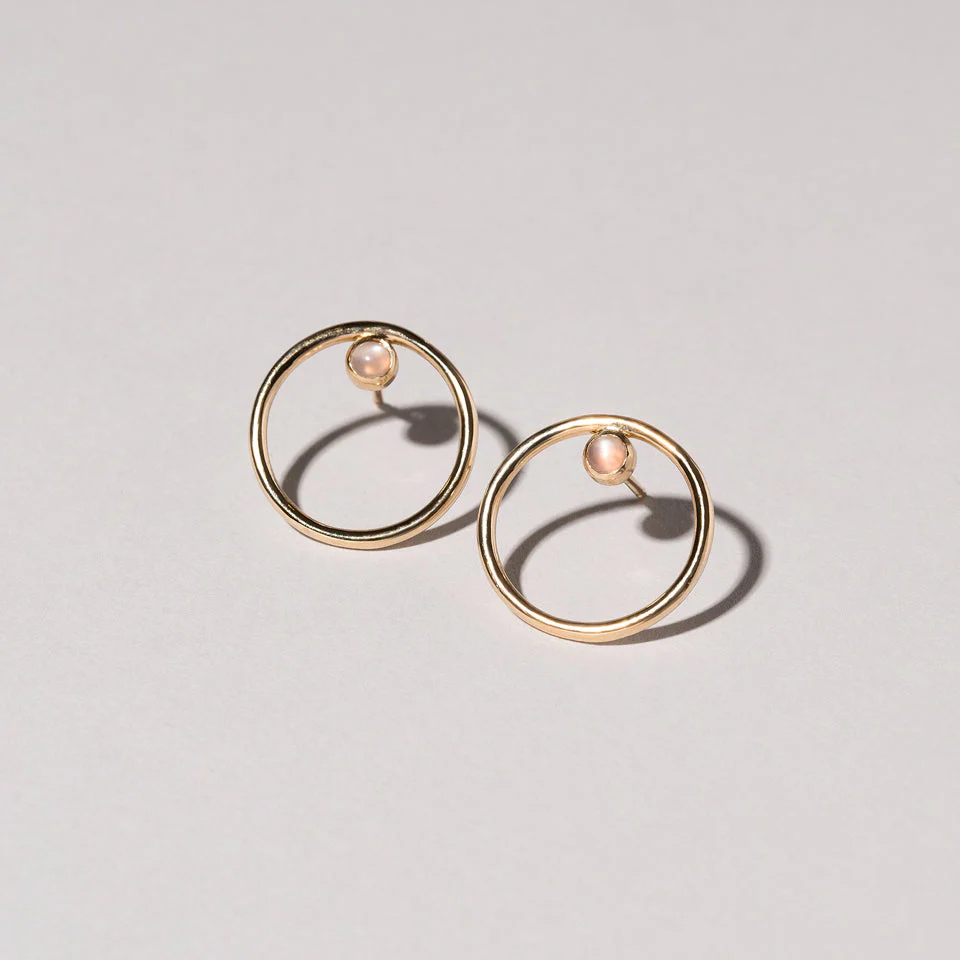 Coil Stud Earrings - Moonstone - Image 3