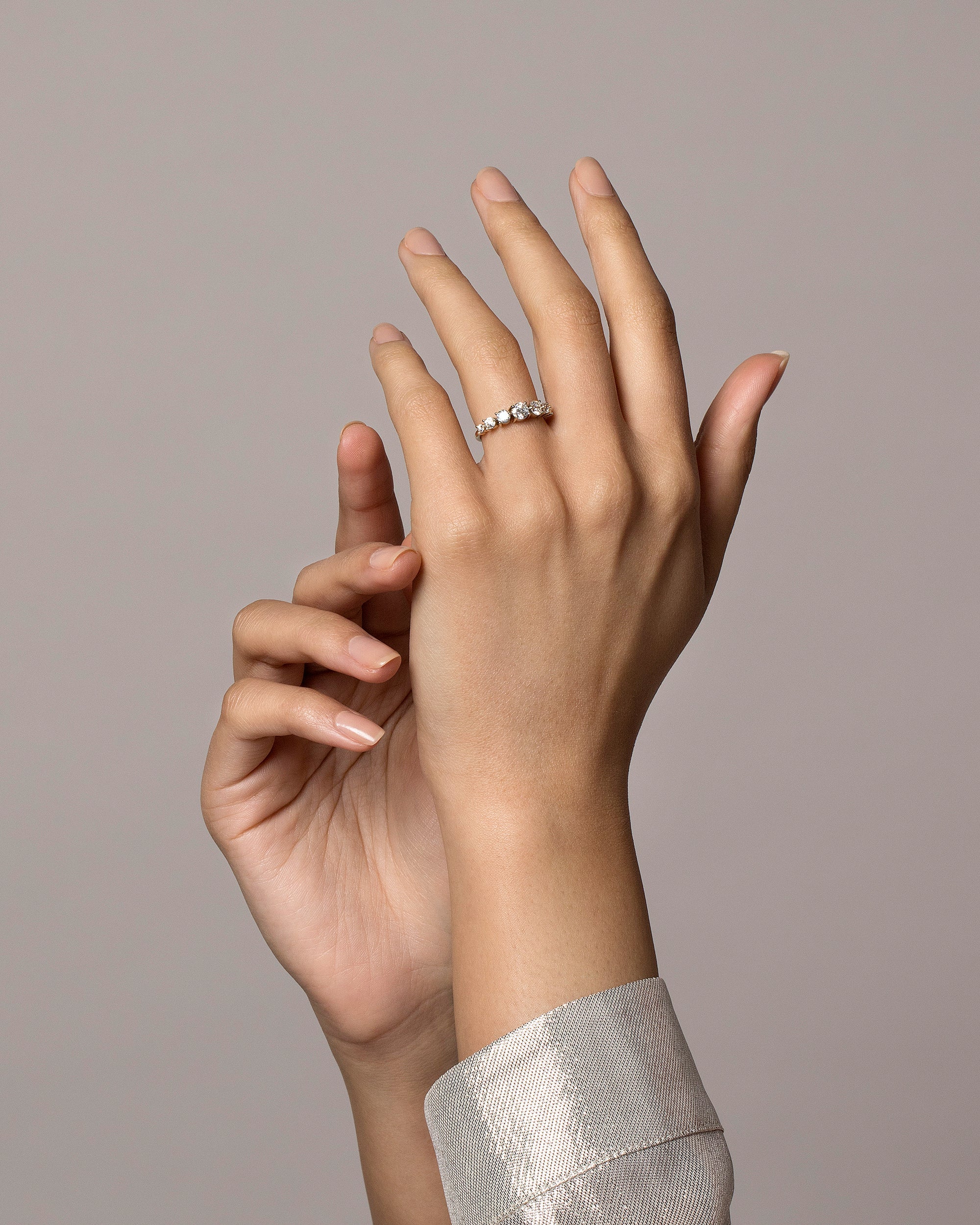 Diamond & Sapphire Line Cluster Ring - Image 4
