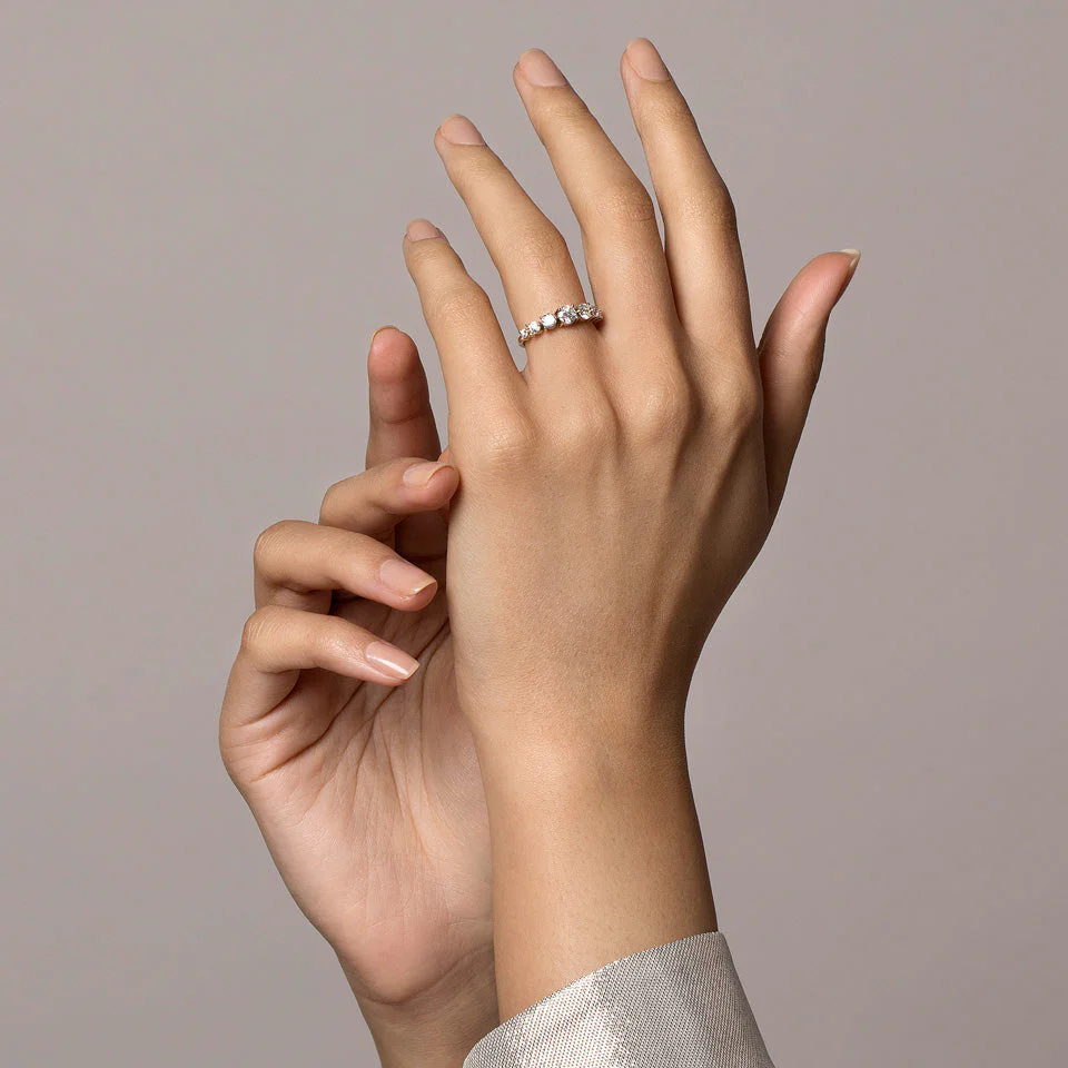 Diamond & Sapphire Line Cluster Ring - Image 6