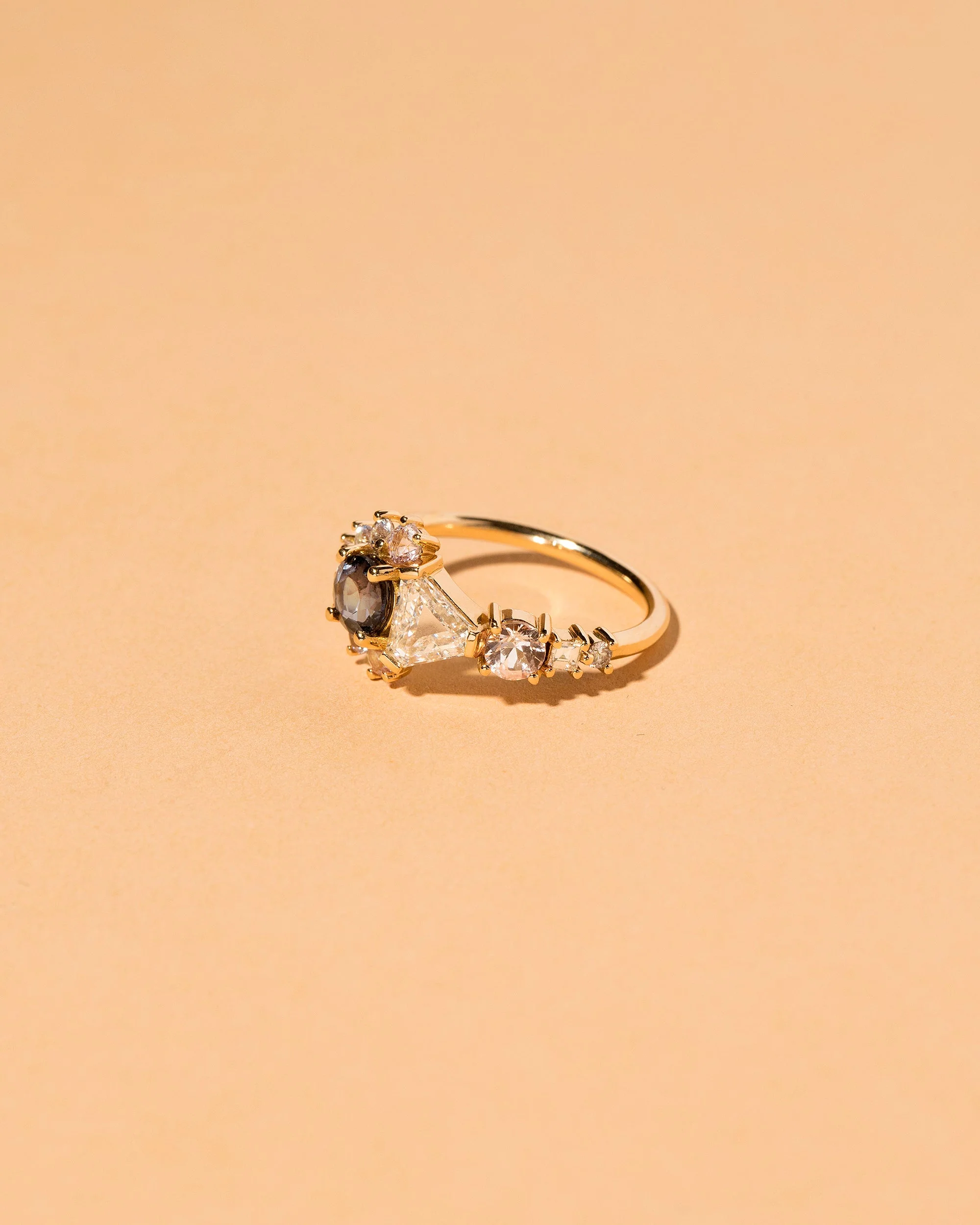 Diamond, Spinel & Sapphire Cluster Ring - Image 3