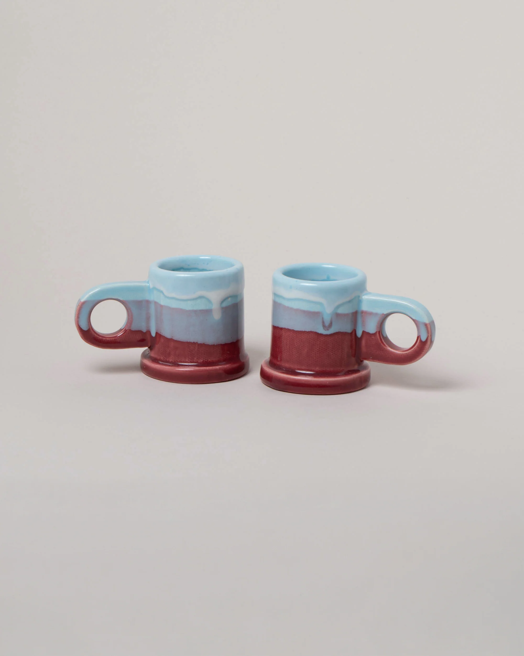 Double Dip Espresso Mug Set - Baby Blue & Ruby