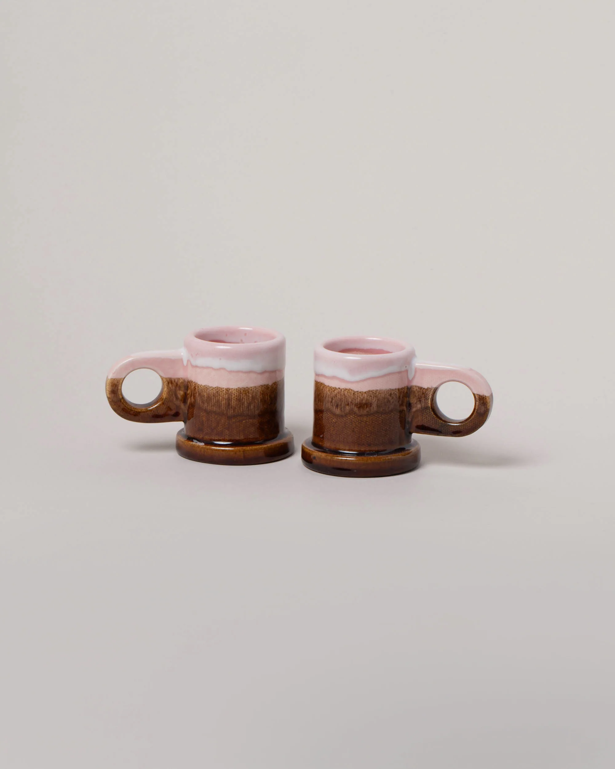 Double Dip Espresso Mug Set - Pink & Brown