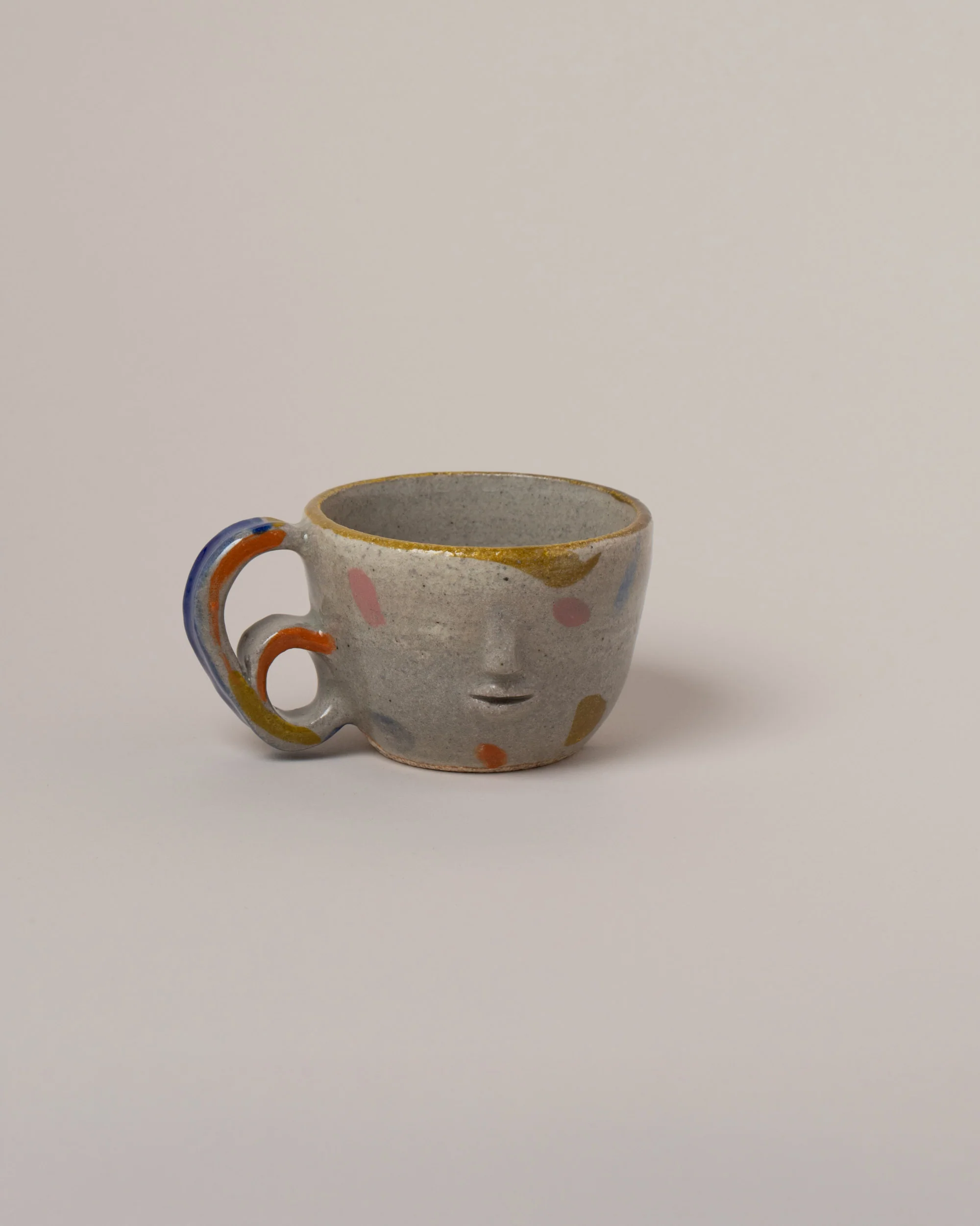 Yellow Dream Face Mug With Double Loop Handle
