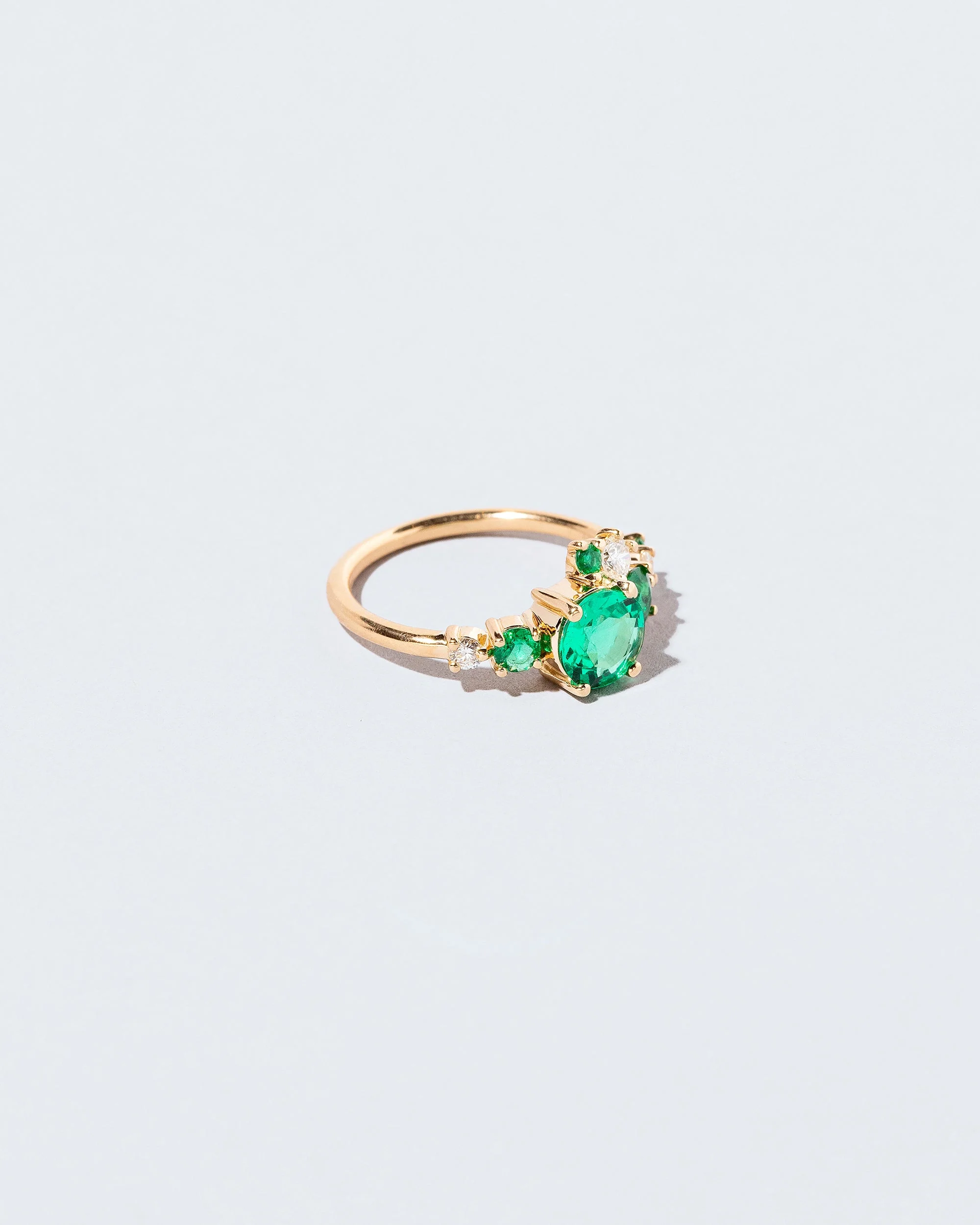 Luna Ring - Emerald & White Diamond - Image 2