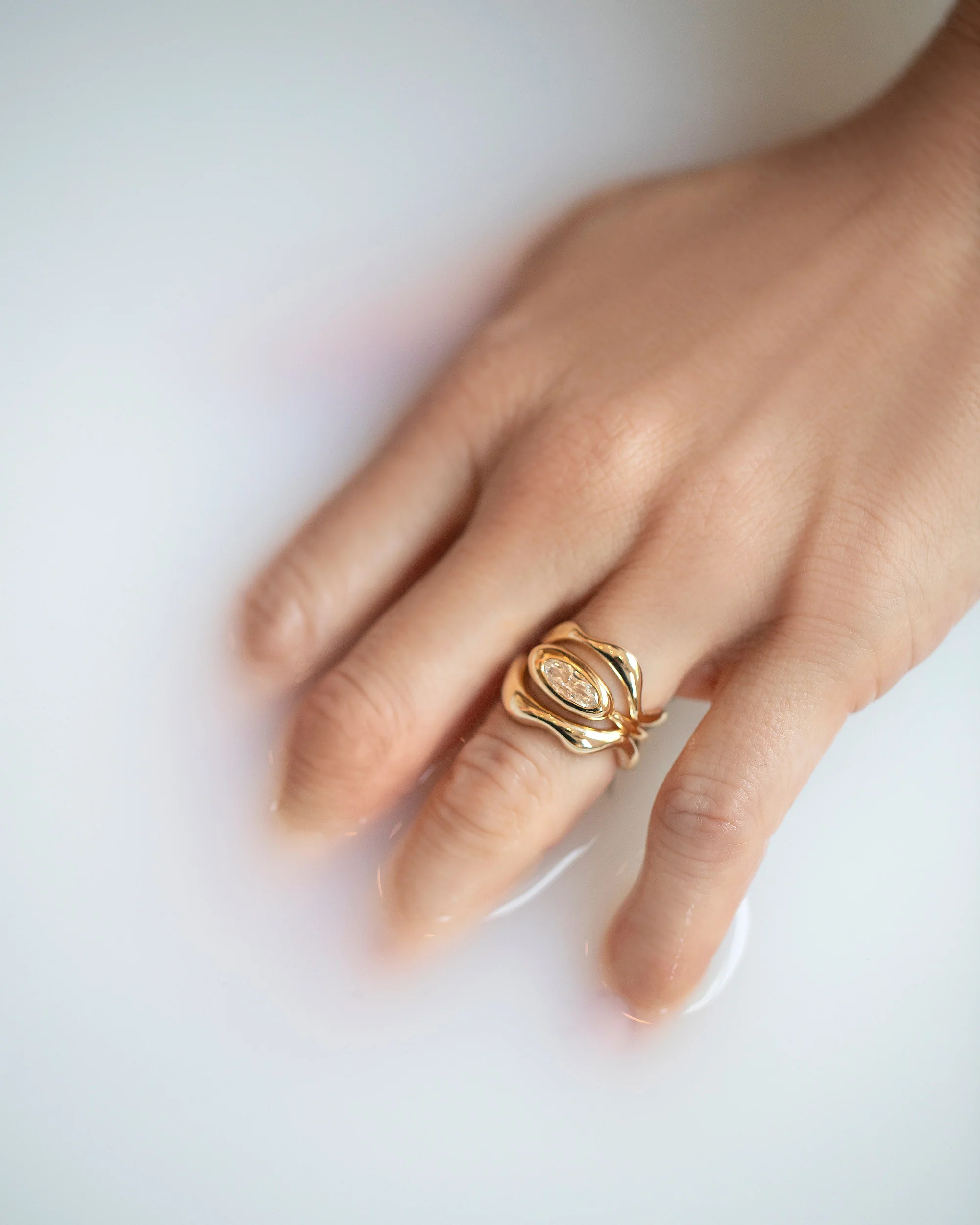 Equalize Ring - Moval White Diamond - Image 4