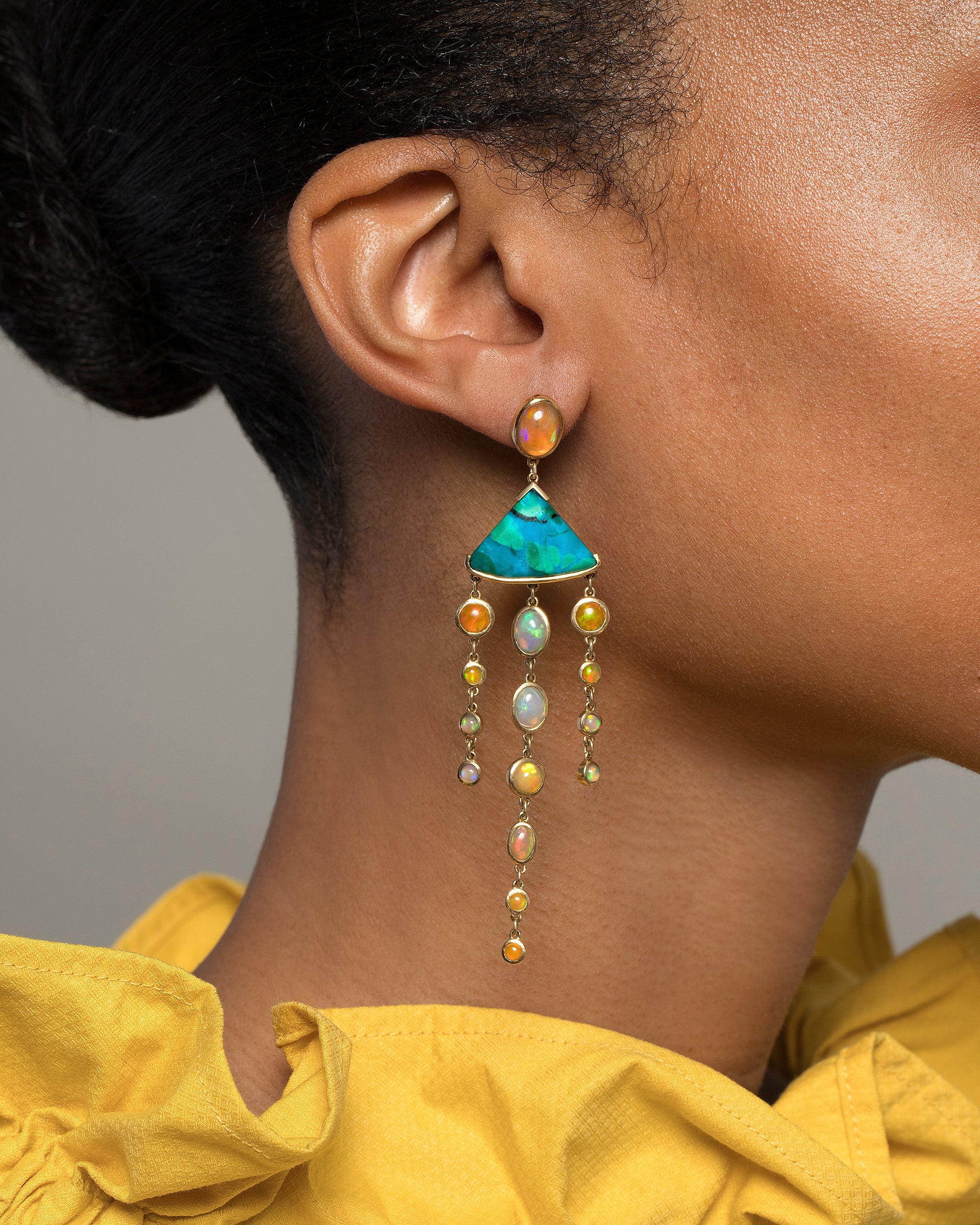 Chrysocolla & Ethiopian Opal Earrings - Image 2