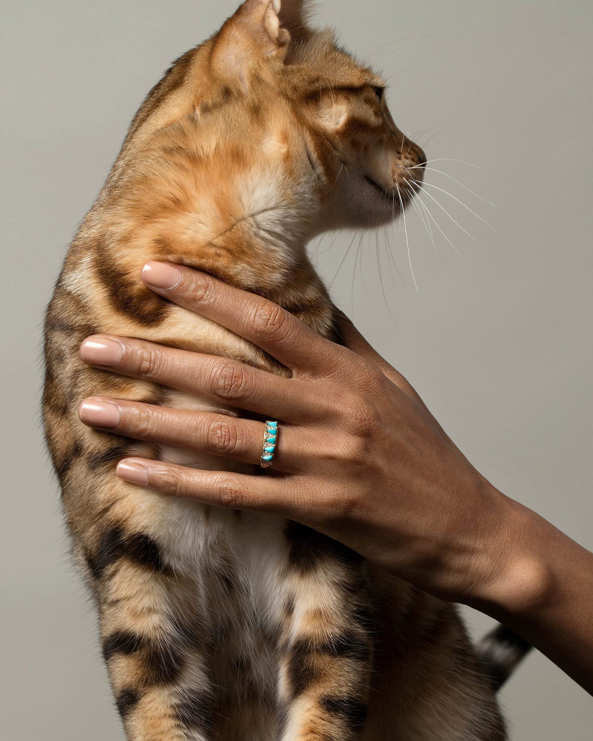 Five Triangle Ring - Turquoise - Image 3