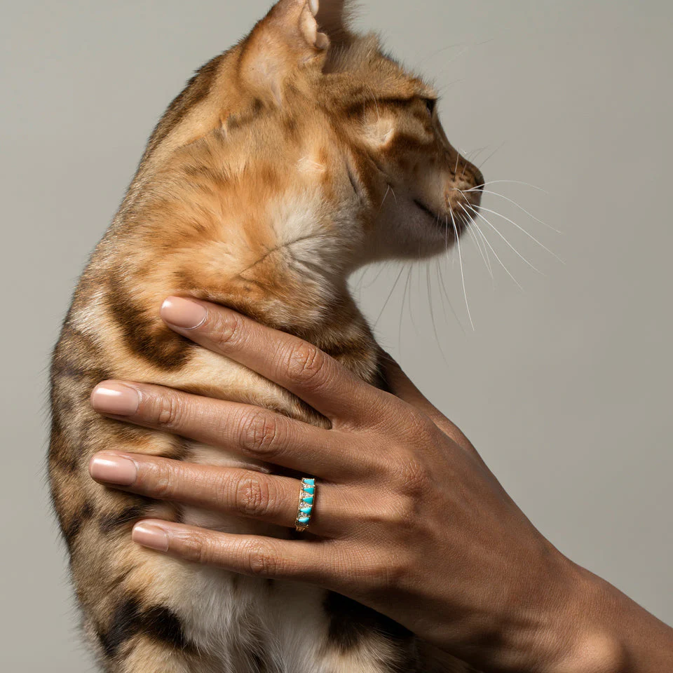 Five Triangle Ring - Turquoise - Image 5