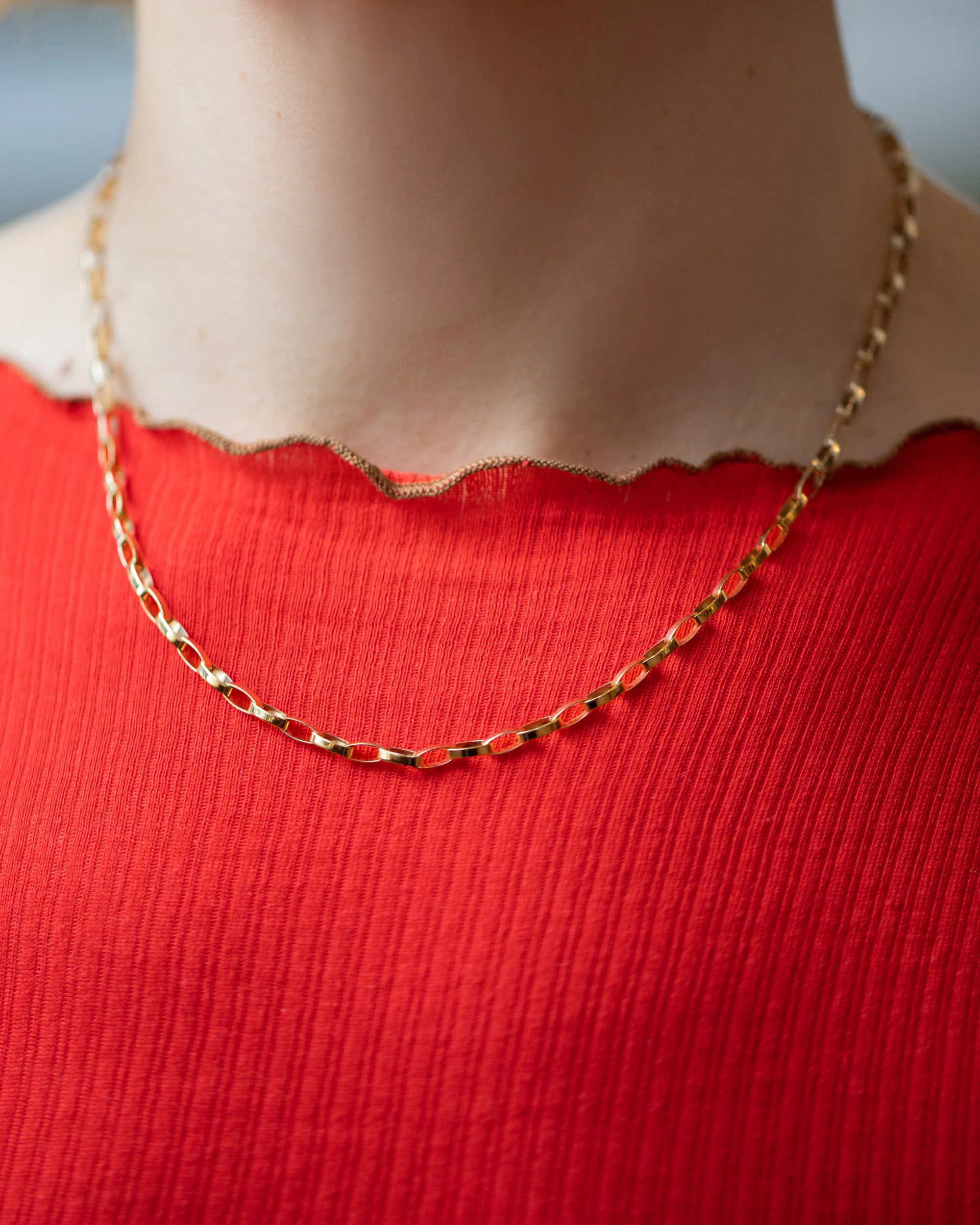 Flat Oval Link Chain Necklace - Image 3