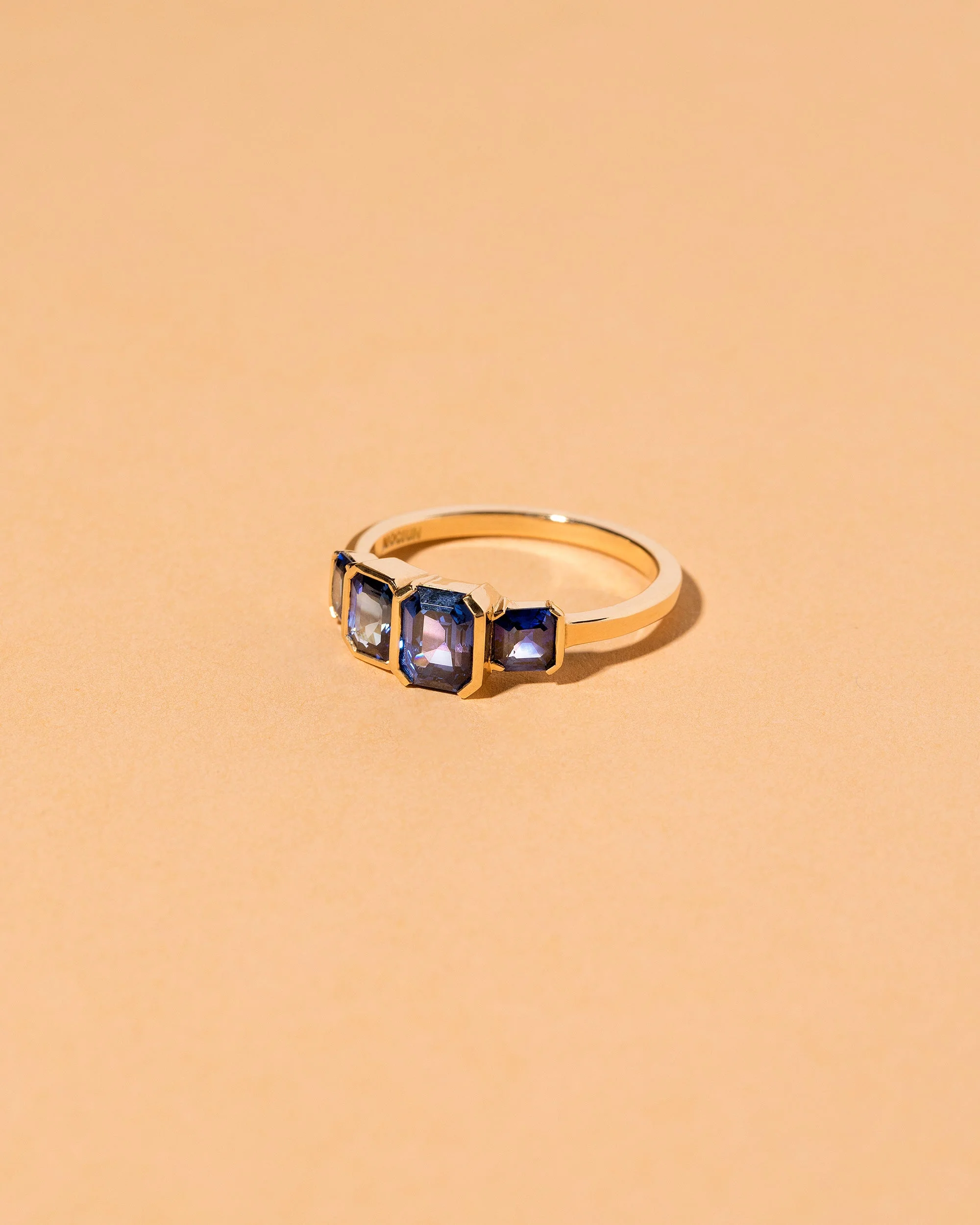Geometric Sapphire Line Cluster Ring - Image 2