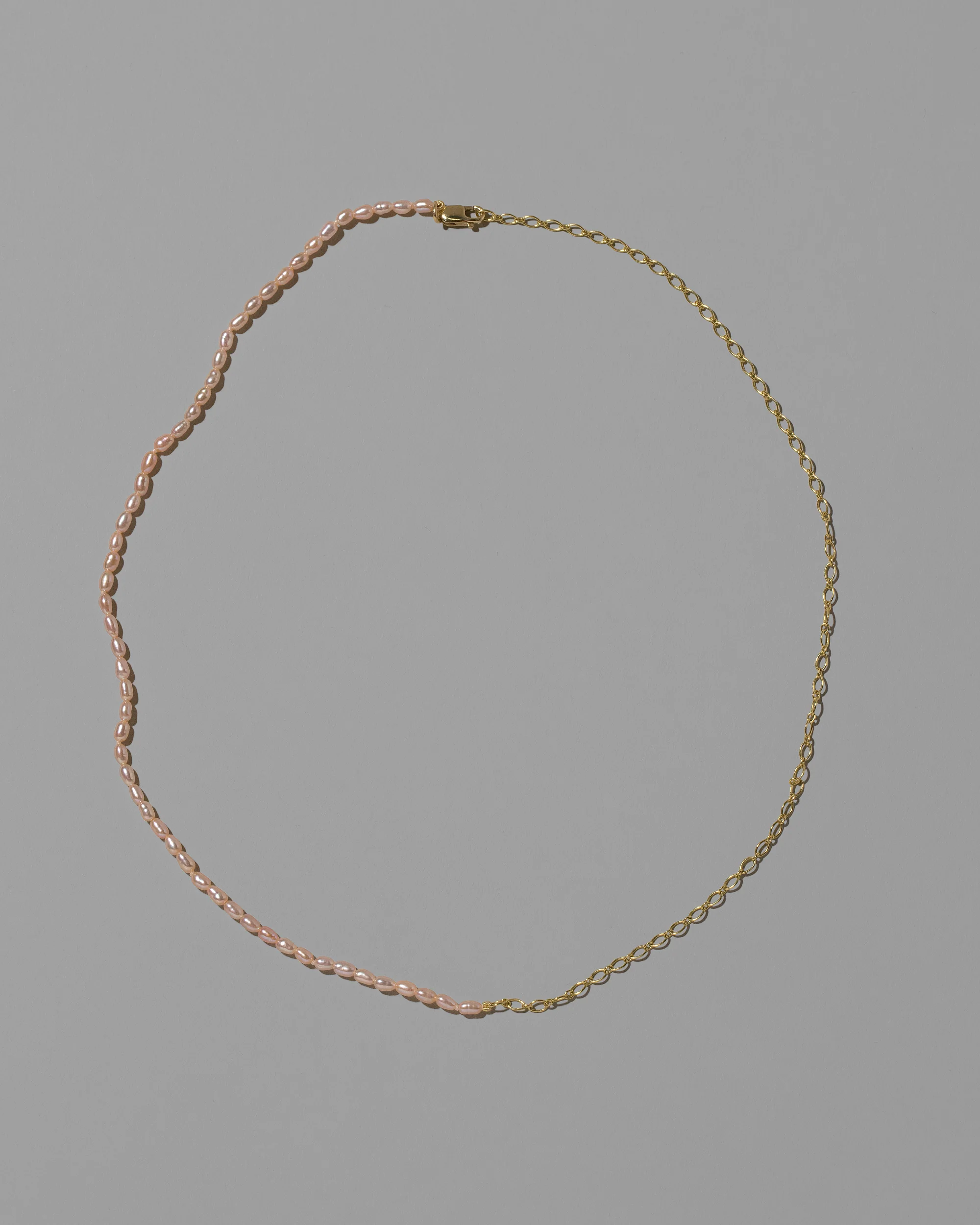 Half Oval Chain & Peony Seed Pearl Necklace