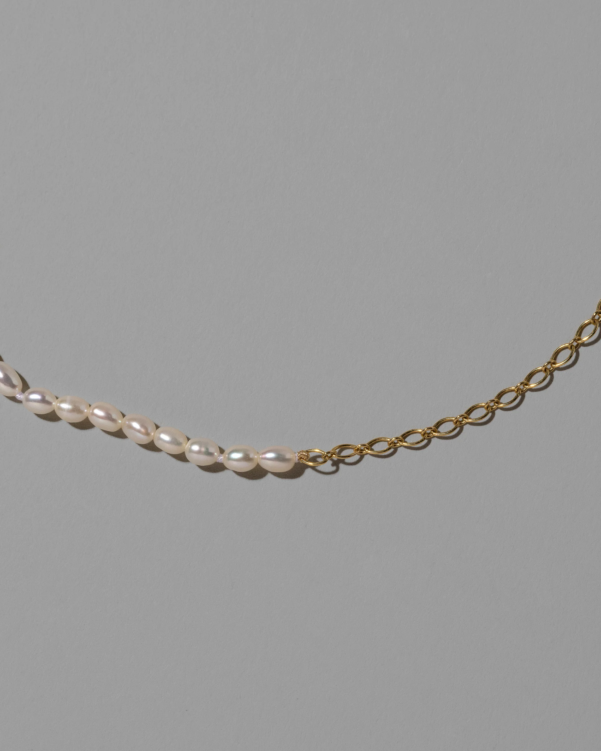 Half Oval Chain & White Seed Pearl Necklace - Image 2