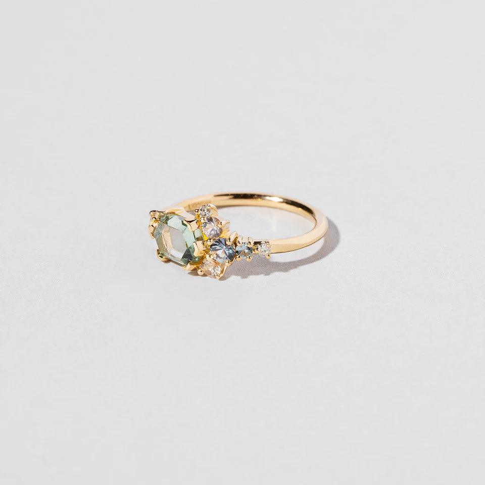 Hexagonal Slice Sapphire Cluster Ring - Image 4