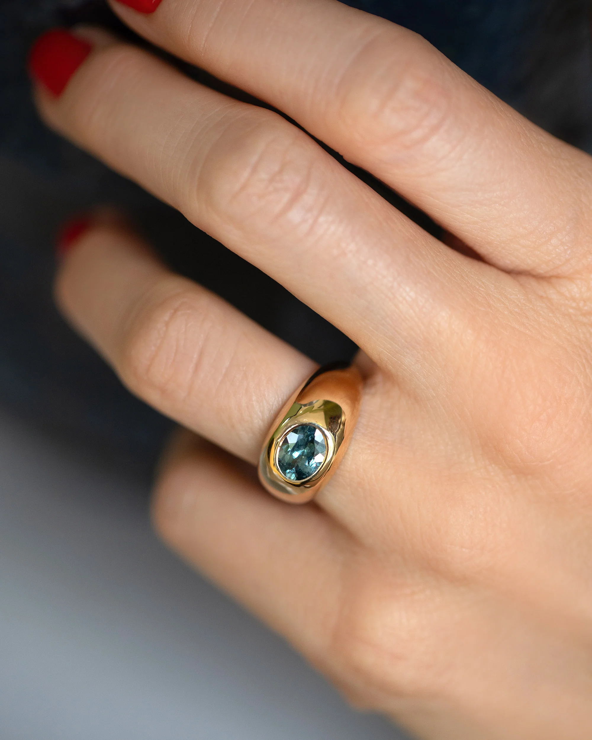 Jupiter Ring - Teal Sapphire - Image 5