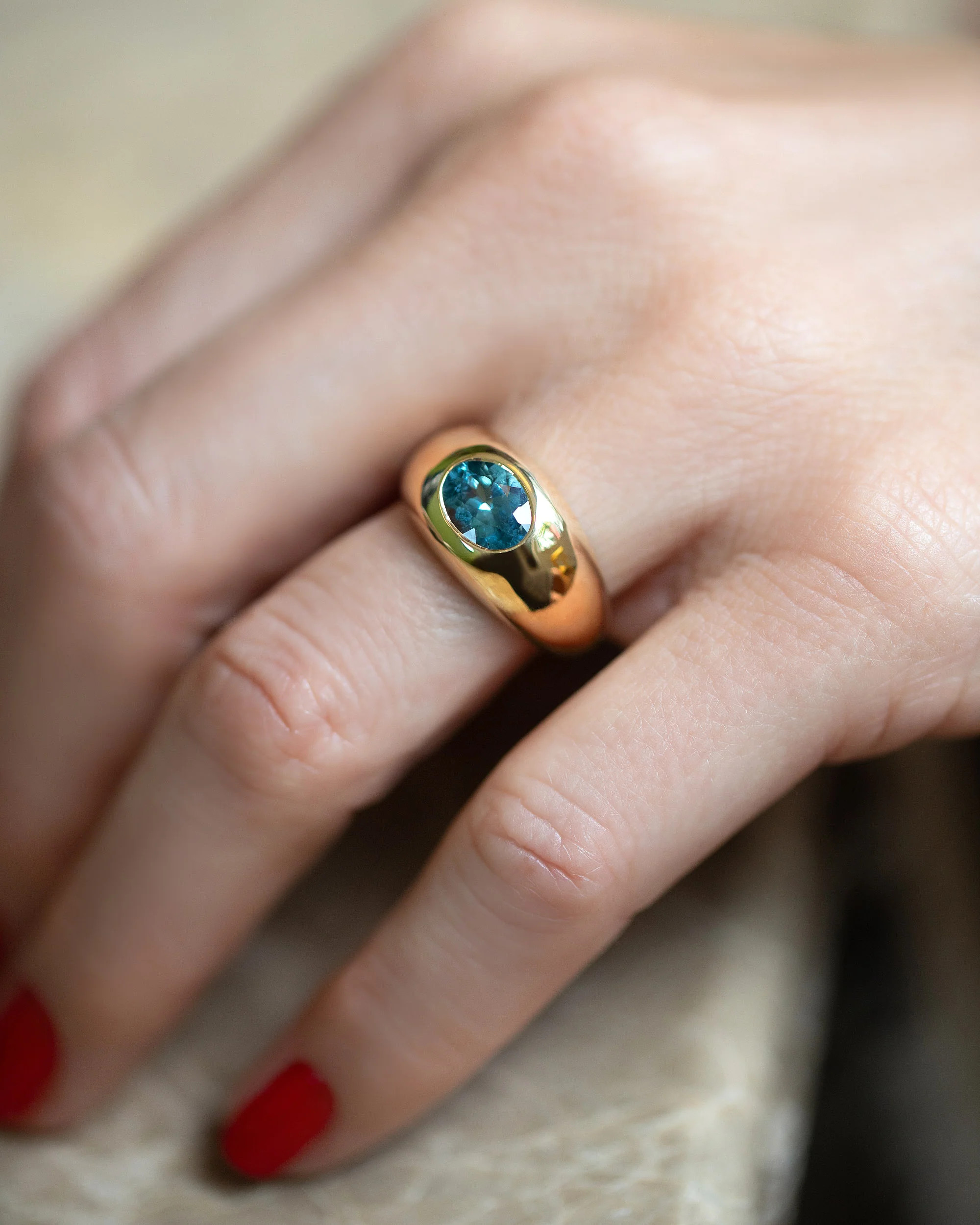 Jupiter Ring - Teal Sapphire - Image 6