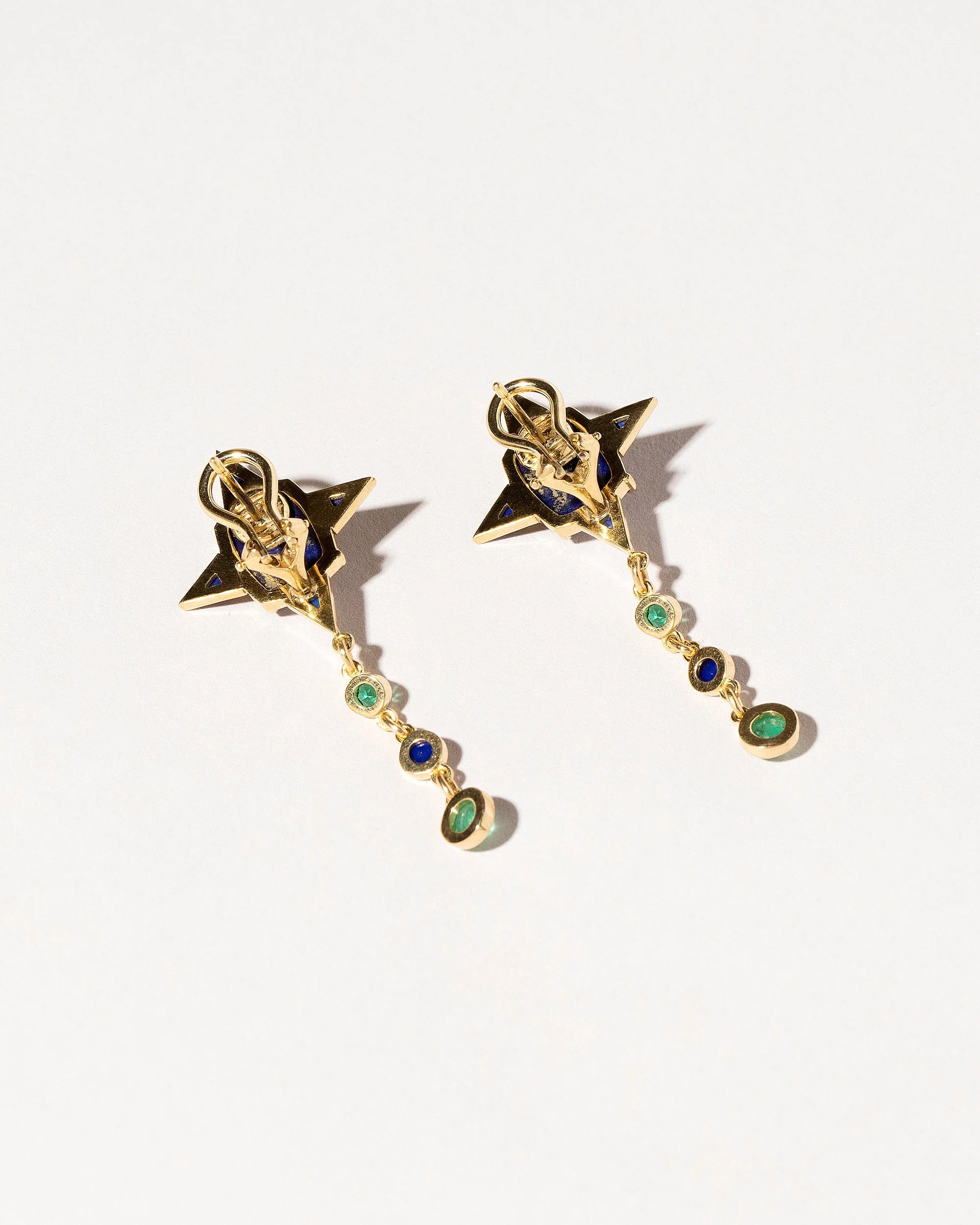 Lapis & Emerald Drop Earrings - Image 2