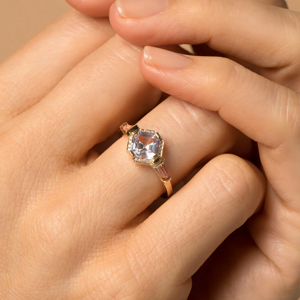 Lavender Spinel with Diamond Pavé Ring - Image 5