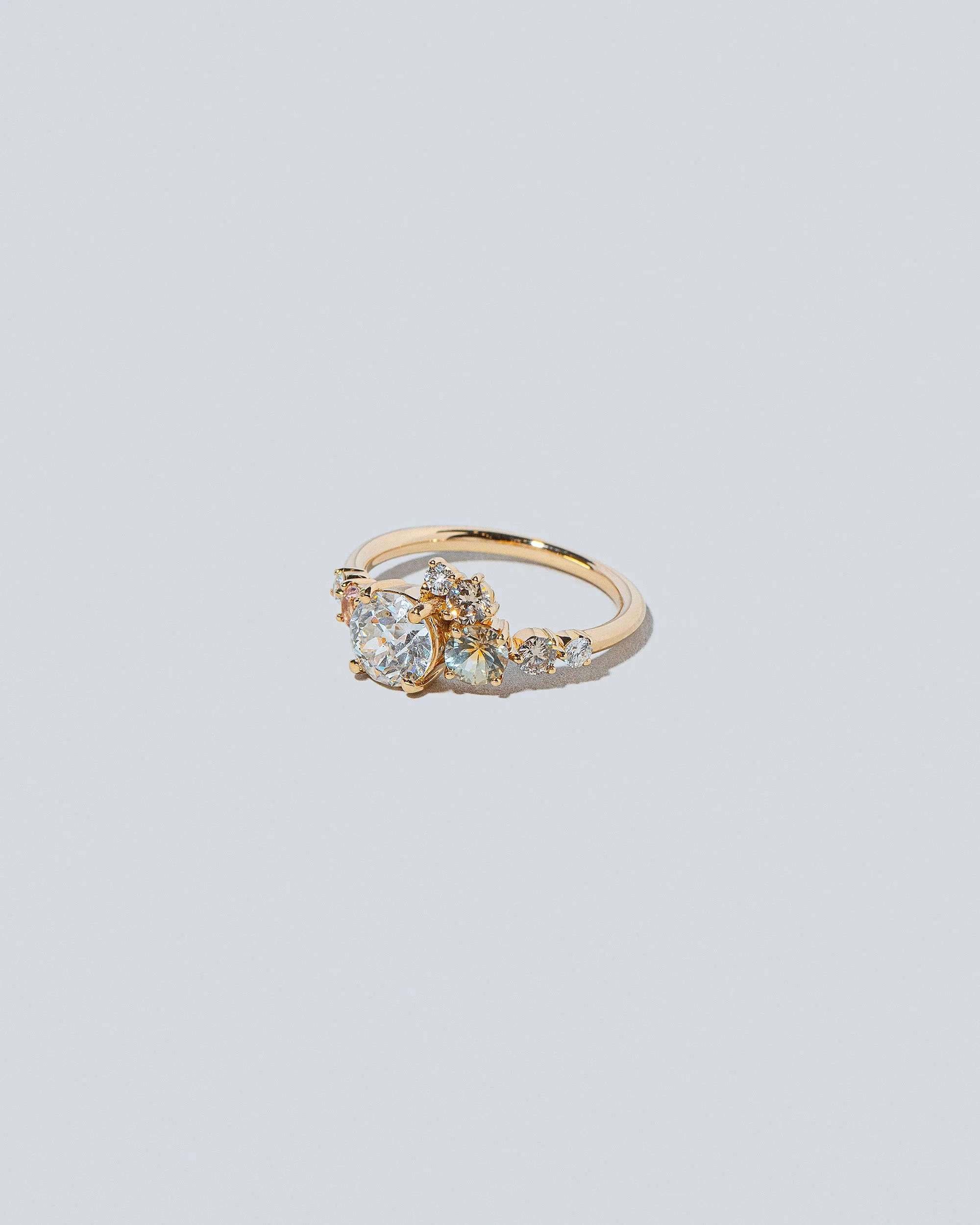 Luna Ring - White Diamond & Peach Topaz - Image 3