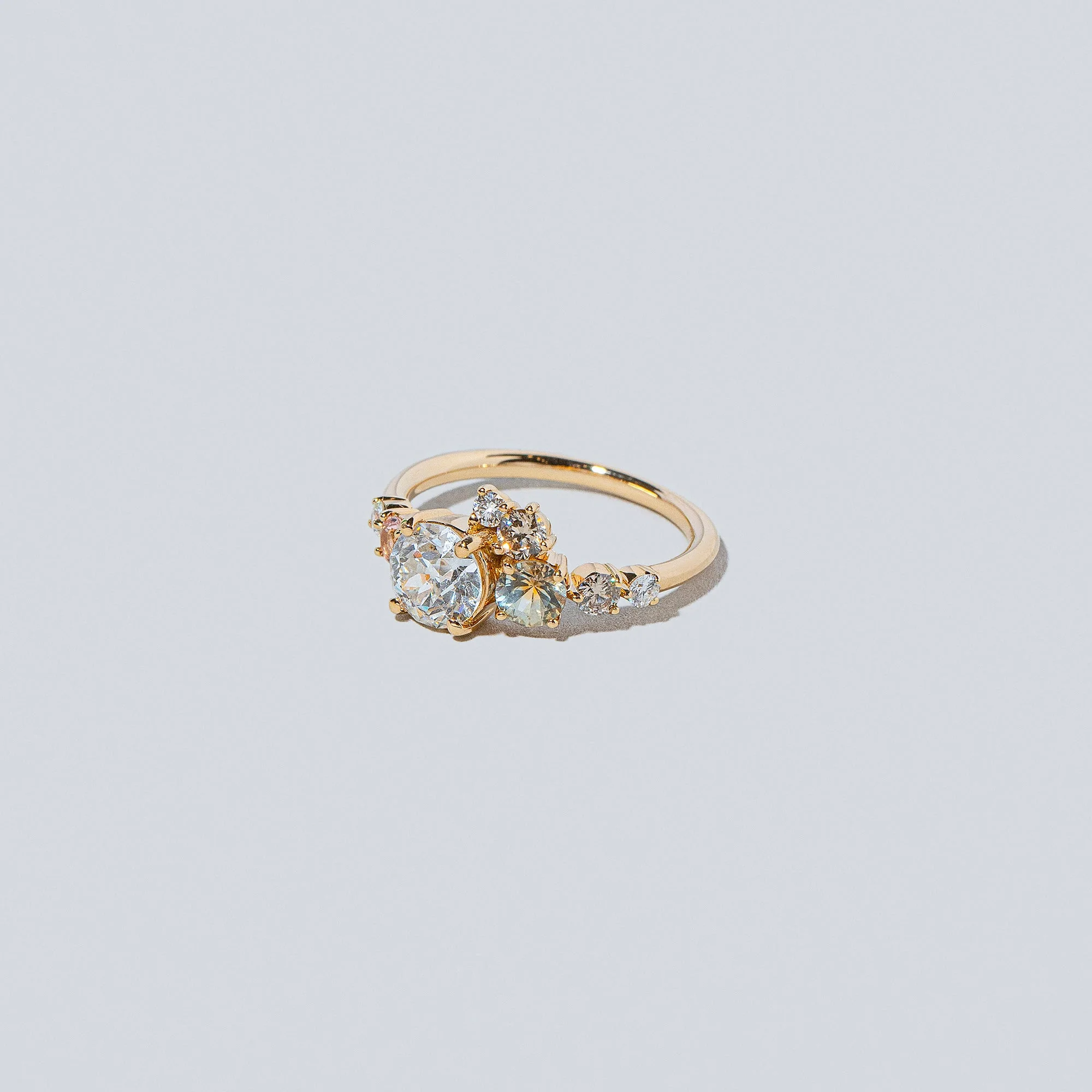 Luna Ring - White Diamond & Peach Topaz - Image 4
