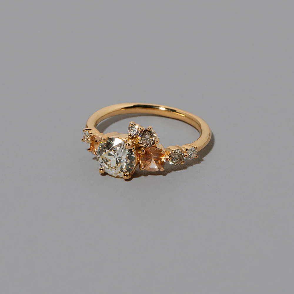 Luna Ring - Peach Sapphire & Diamonds - Image 4