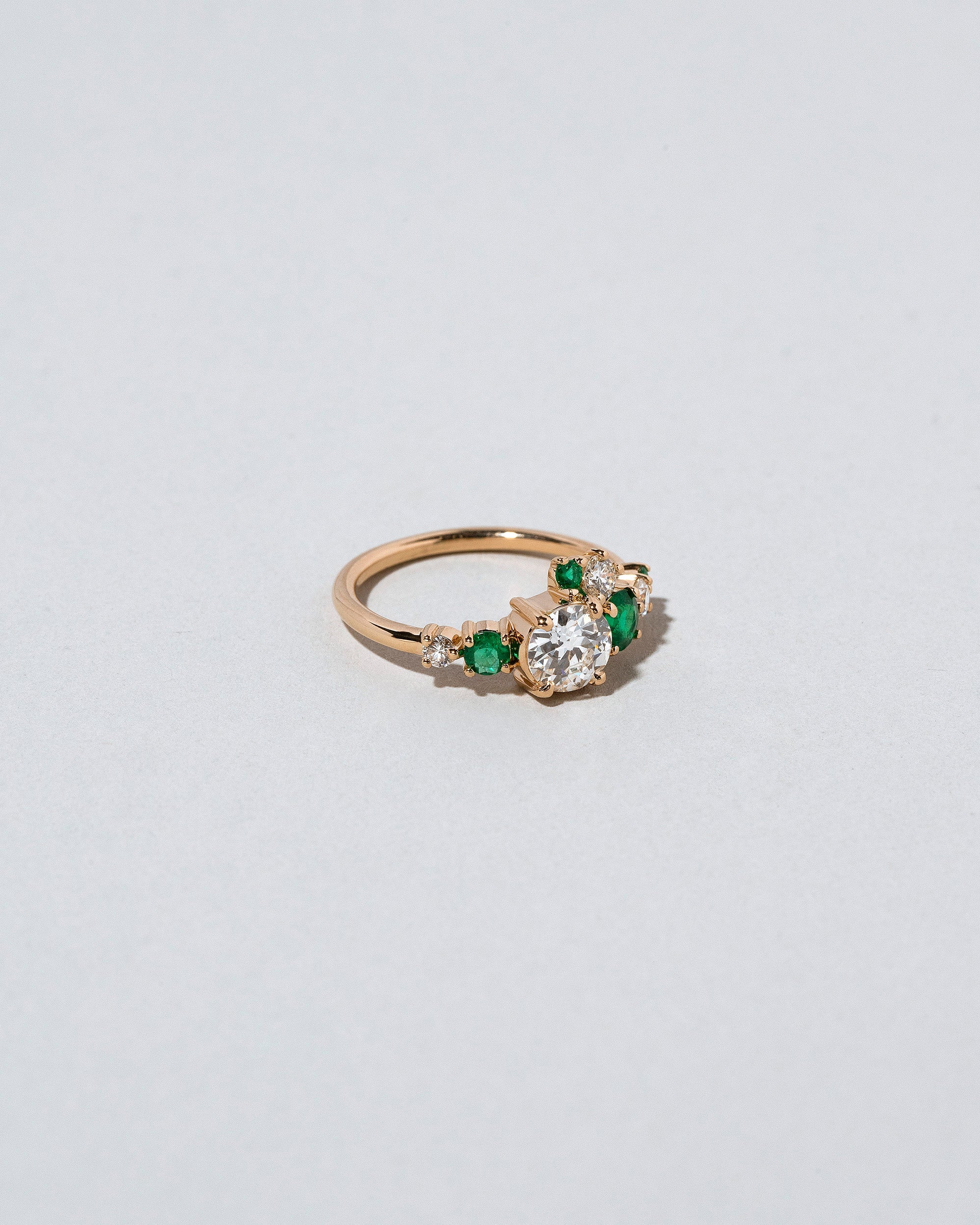 Luna Ring - White Diamond & Emerald - Image 2
