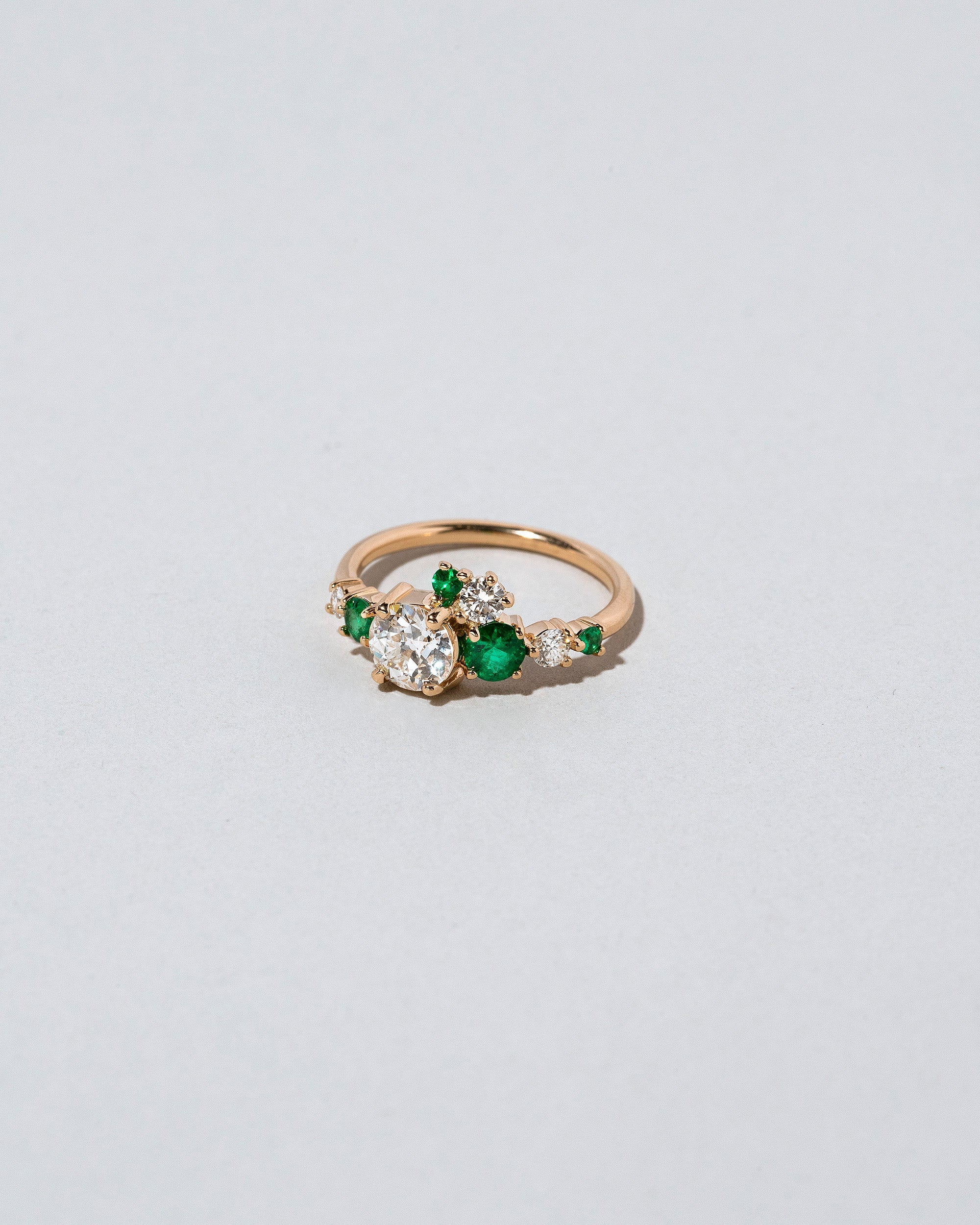 Luna Ring - White Diamond & Emerald - Image 3