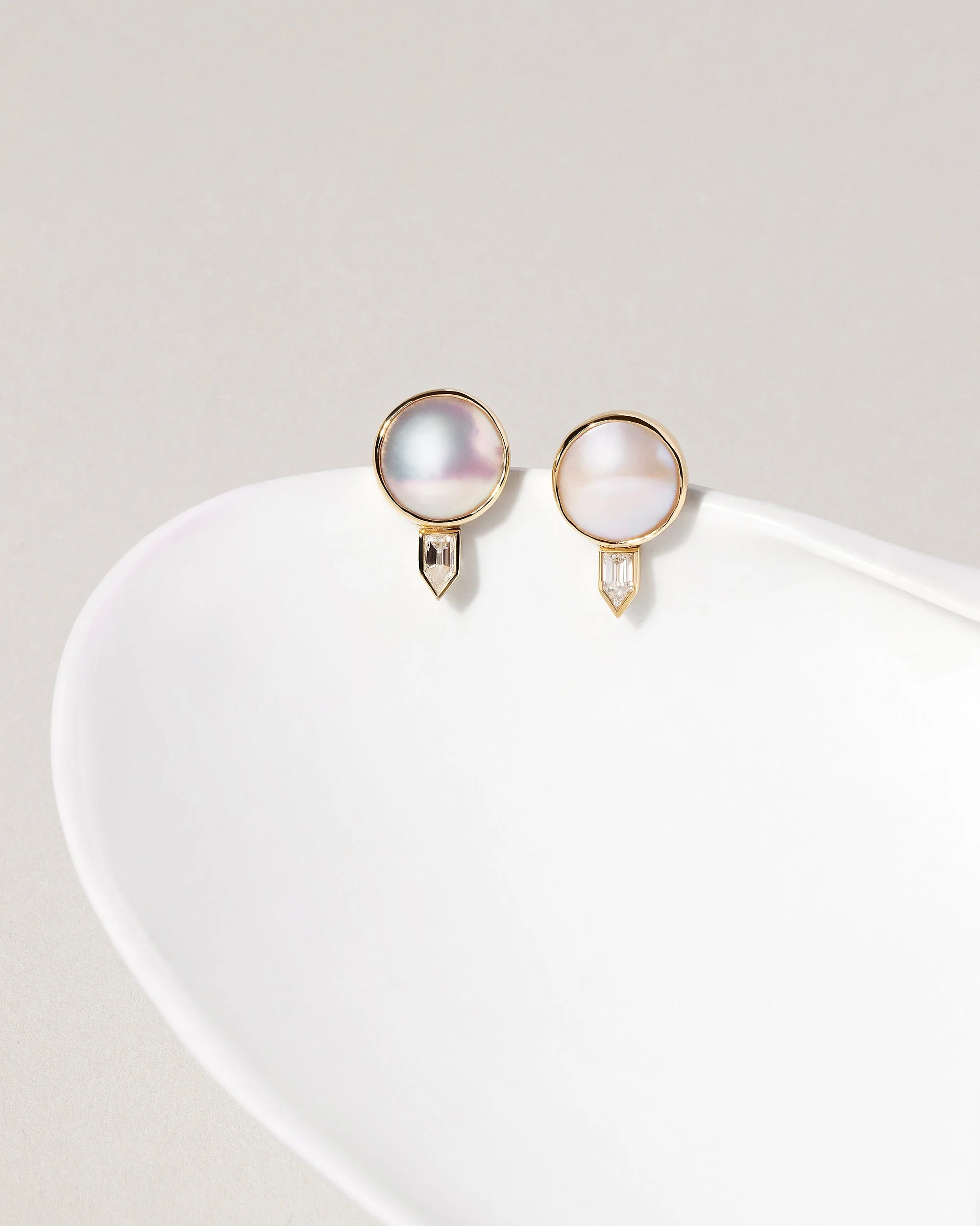 Mabe Pearl & Diamond Earrings - Image 3