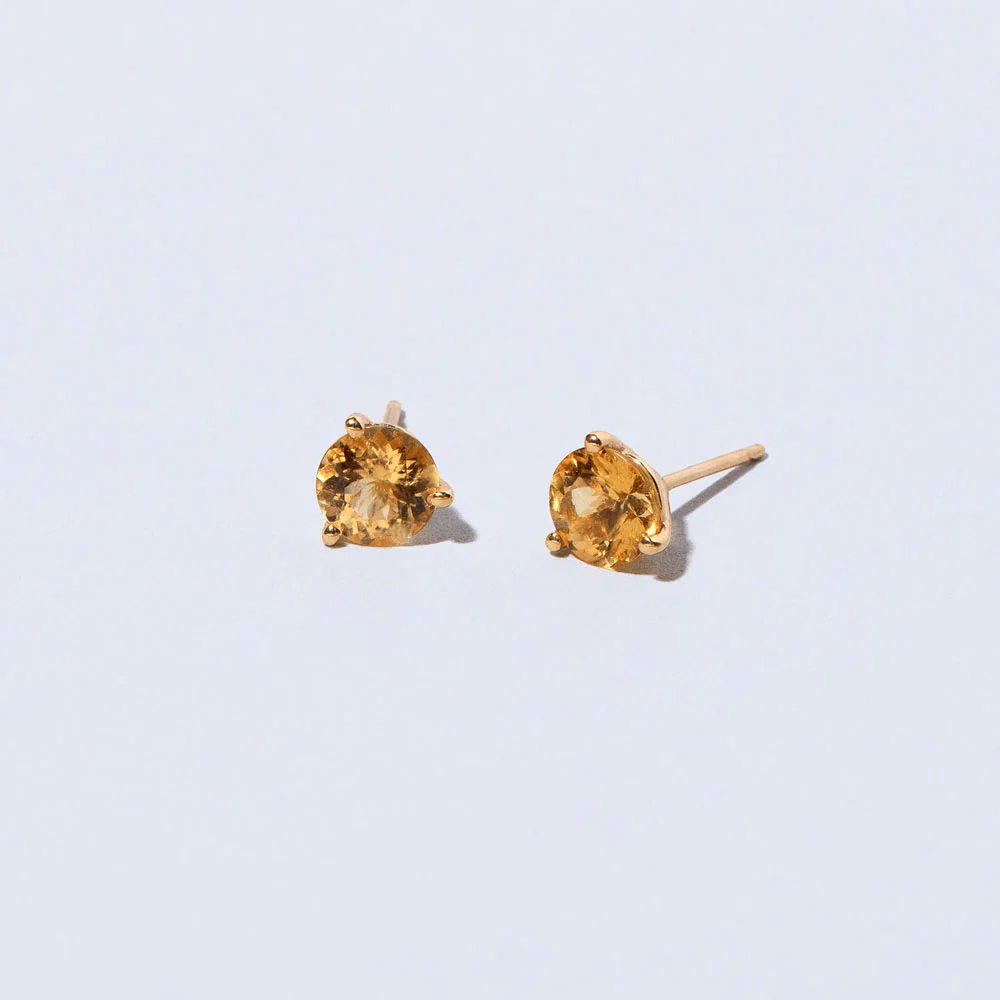 Martini Stud Earrings - Mega Yellow Beryl - Image 3