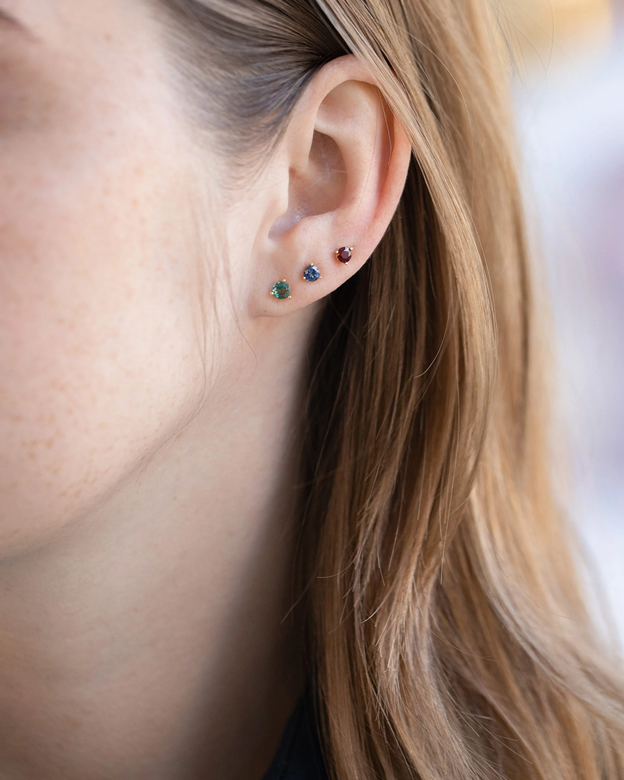 Martini Stud Earrings - Petite Cognac Diamond - Image 2