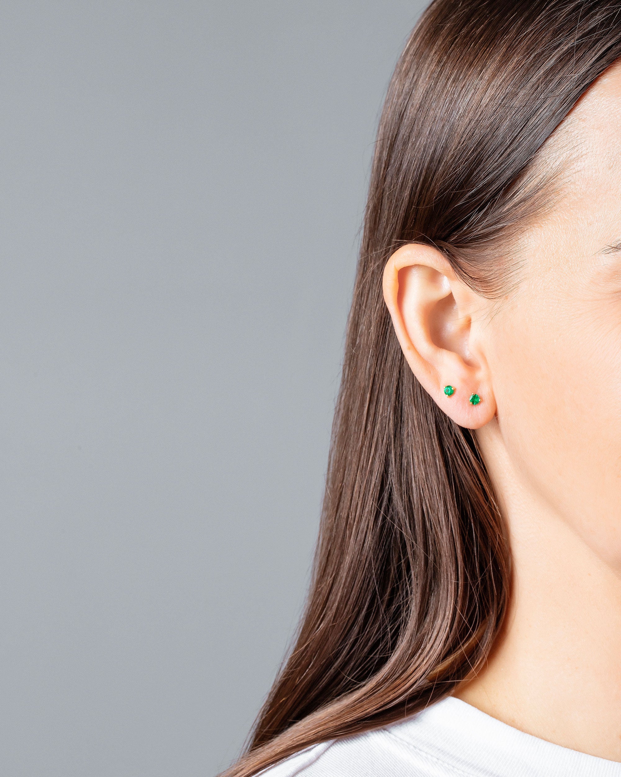 Martini Stud Earrings - Petite Emerald - Image 2