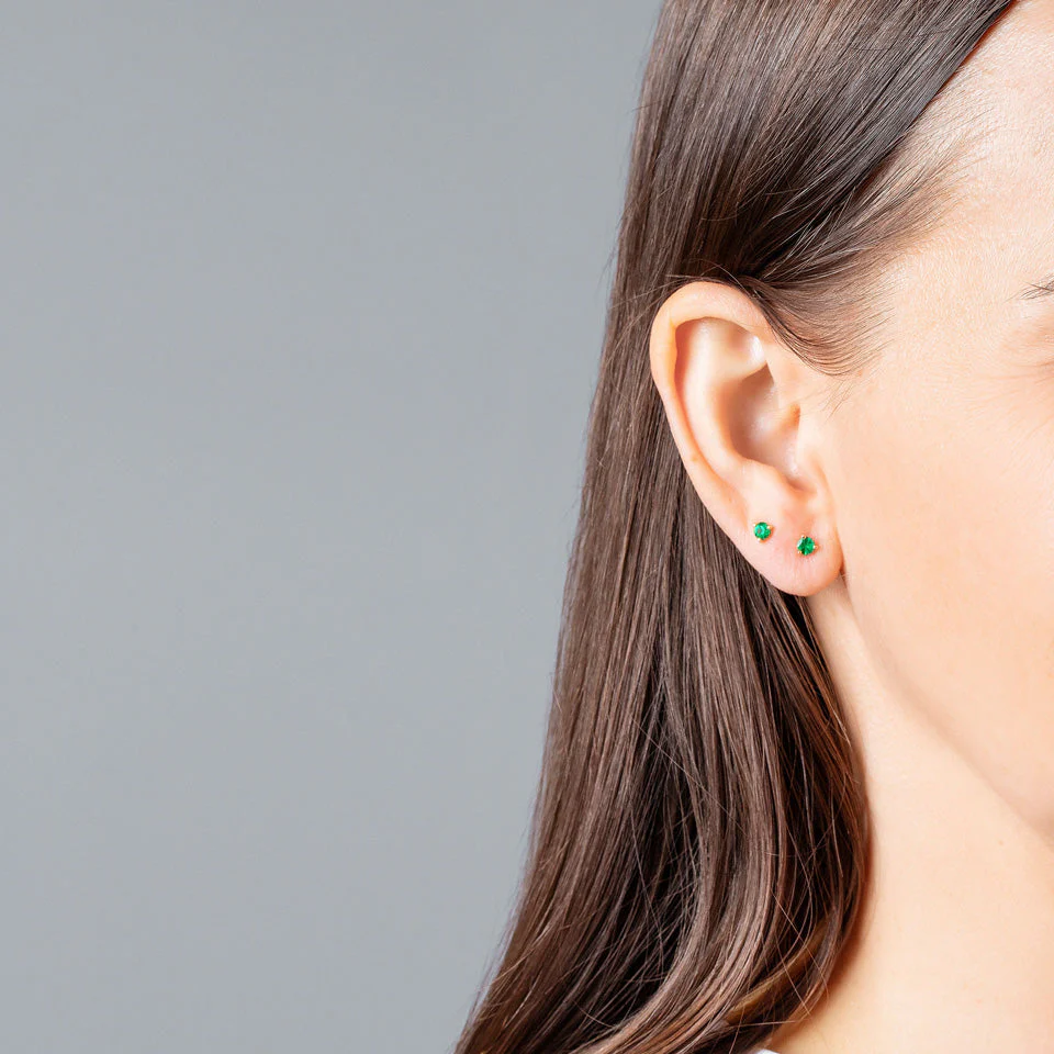 Martini Stud Earrings - Petite Emerald - Image 3
