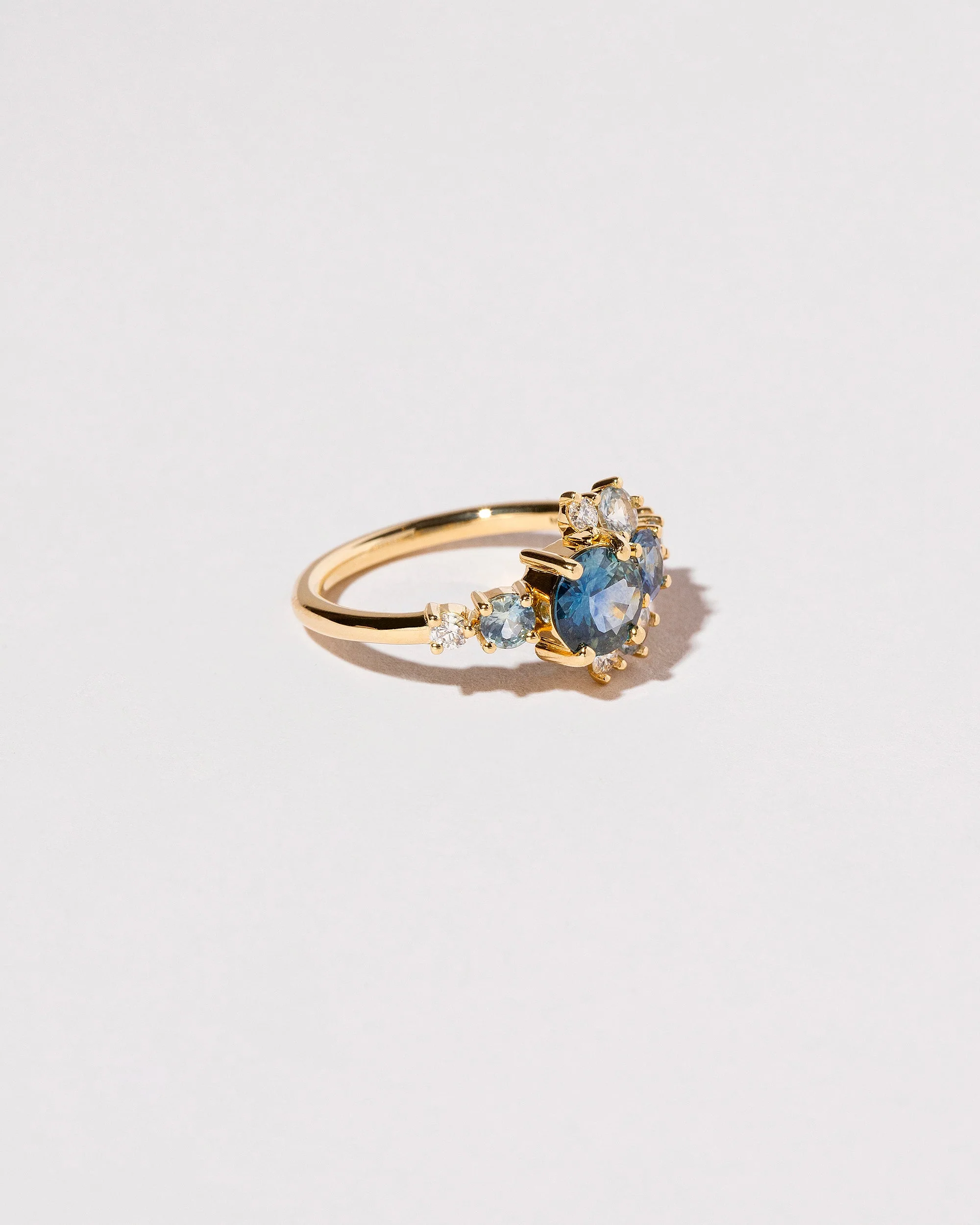 Petite Crescent Ring - Montana Sapphire & White Diamond - Image 3