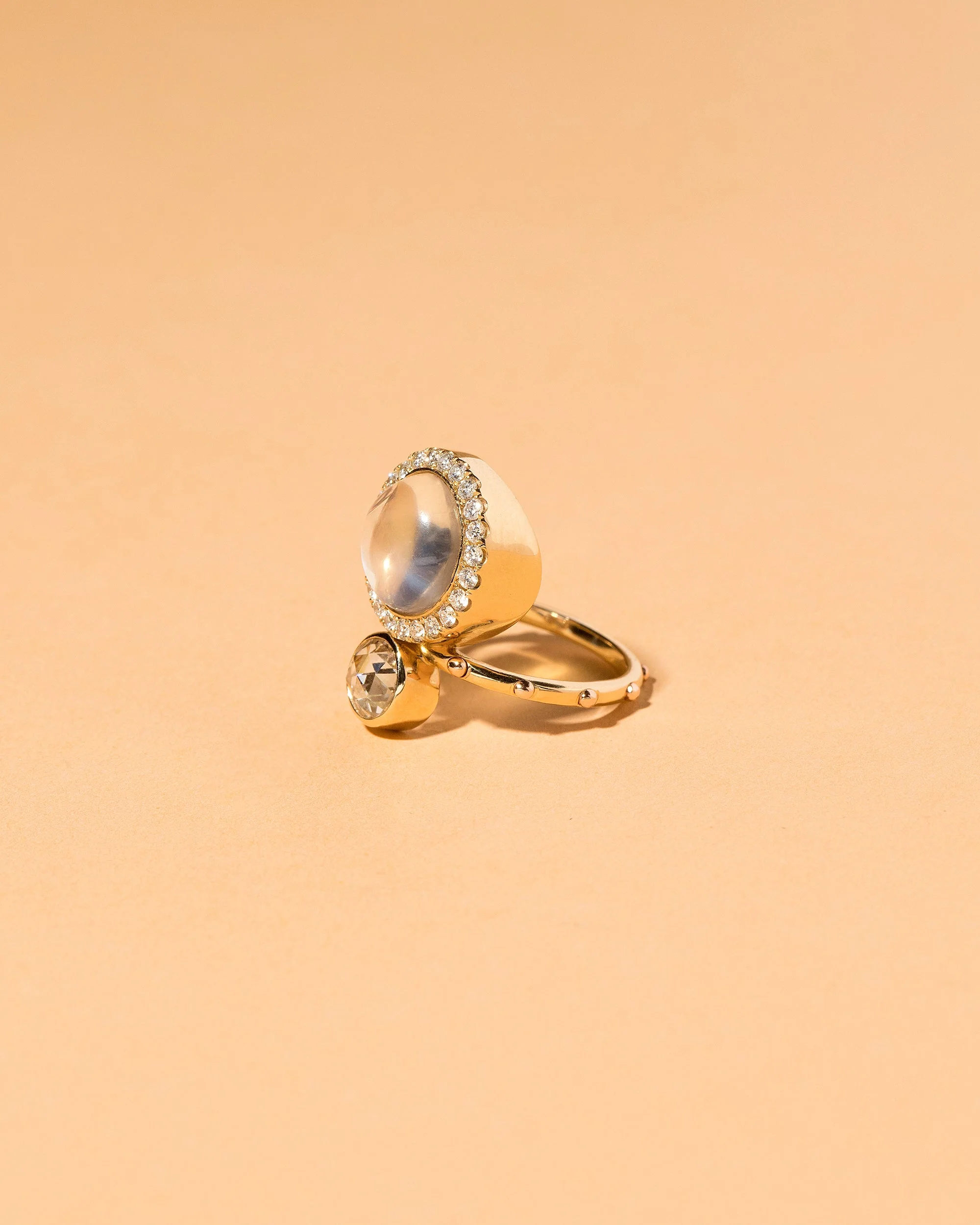 Moonstone & Diamond Cluster Ring - Image 2
