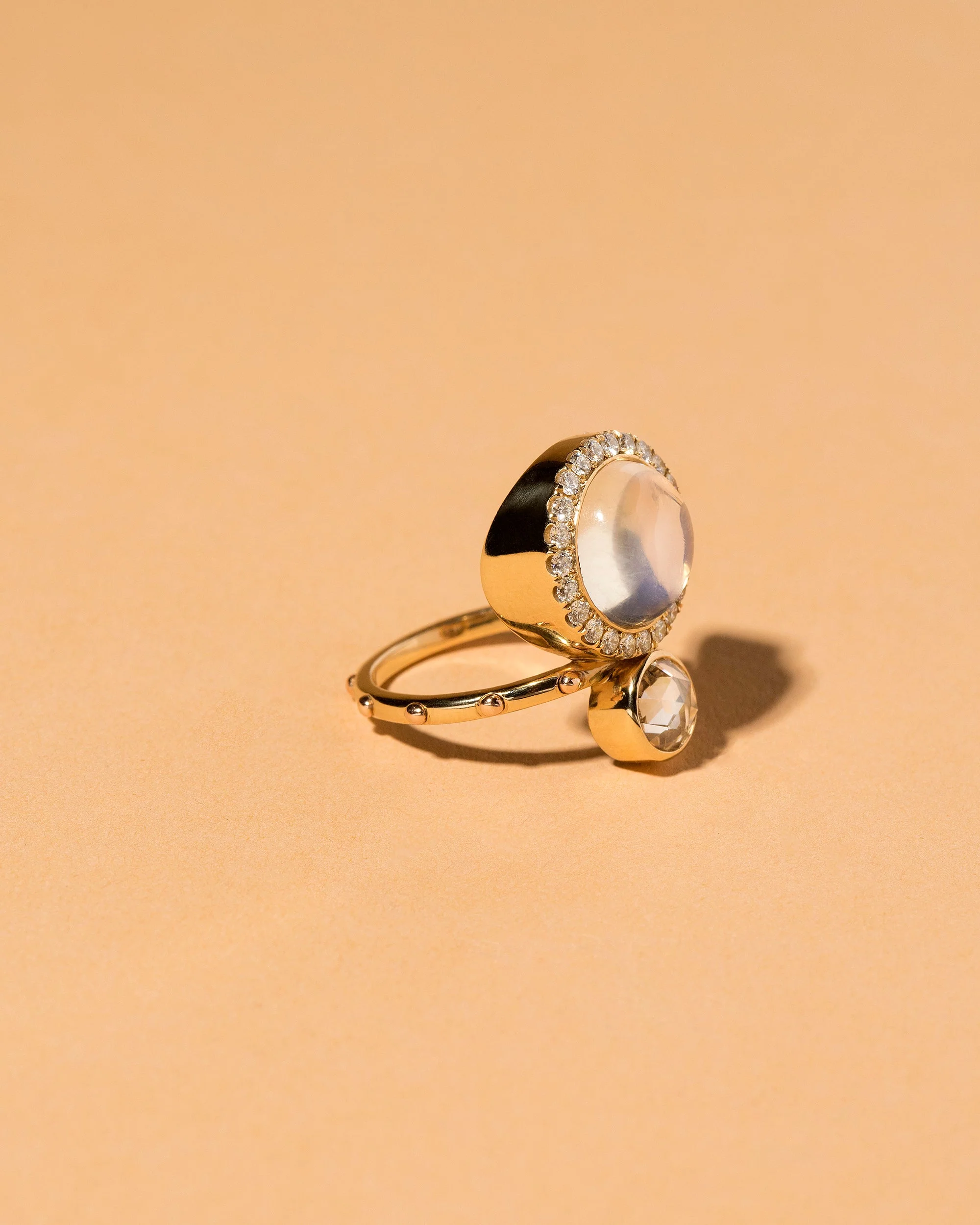 Moonstone & Diamond Cluster Ring - Image 3