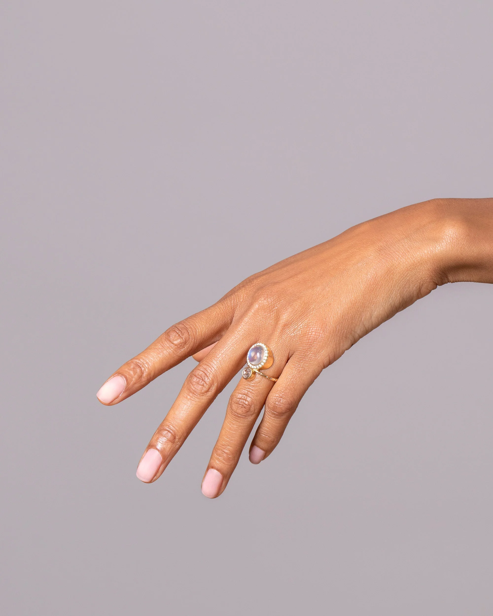 Moonstone & Diamond Cluster Ring - Image 4