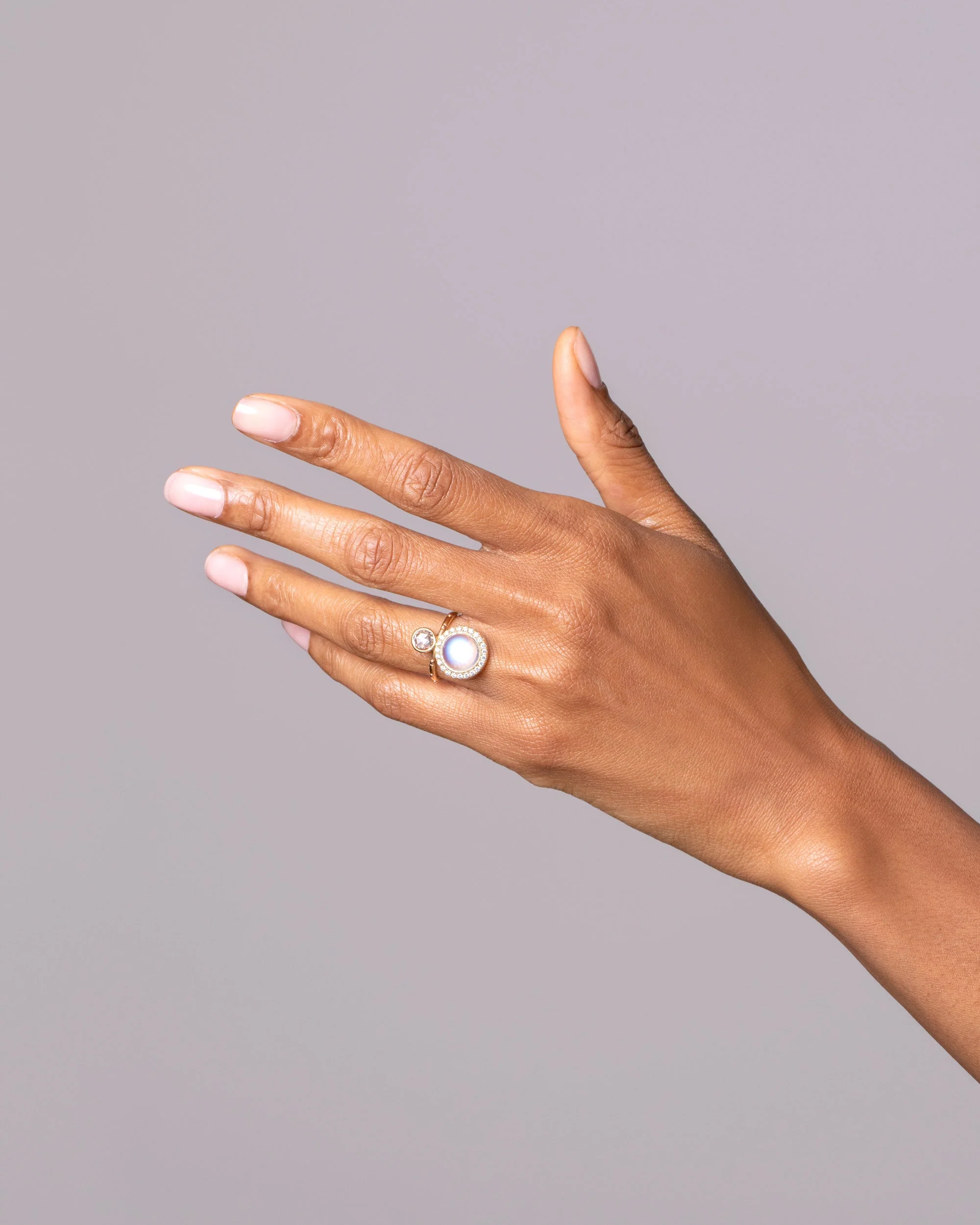 Moonstone & Diamond Cluster Ring - Image 5