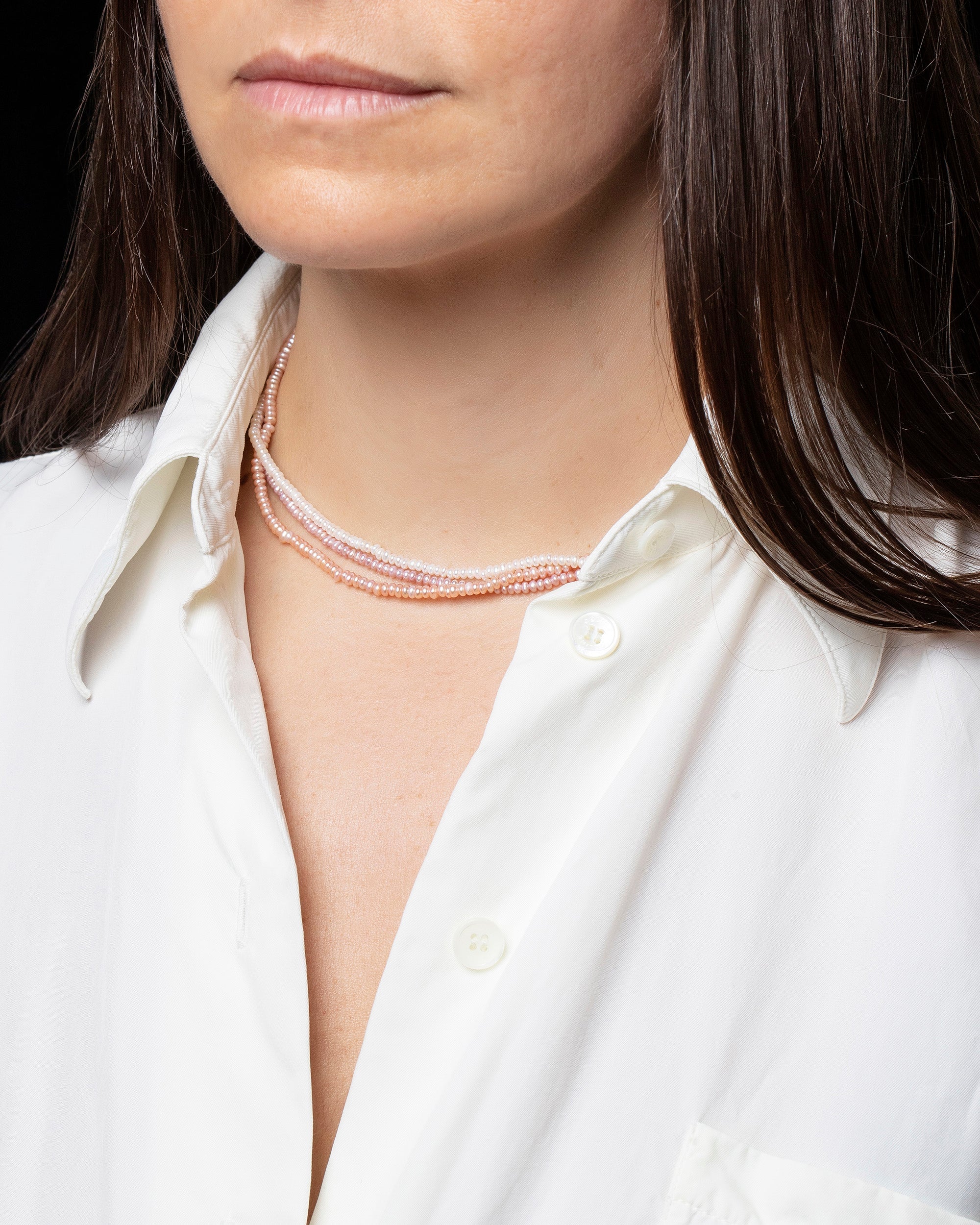 Multi Strand Seed Pearl Choker Necklace - Image 3