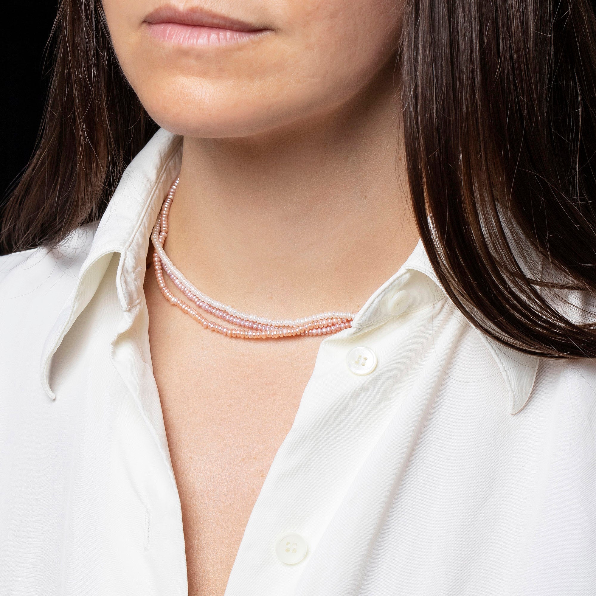Multi Strand Seed Pearl Choker Necklace - Image 4