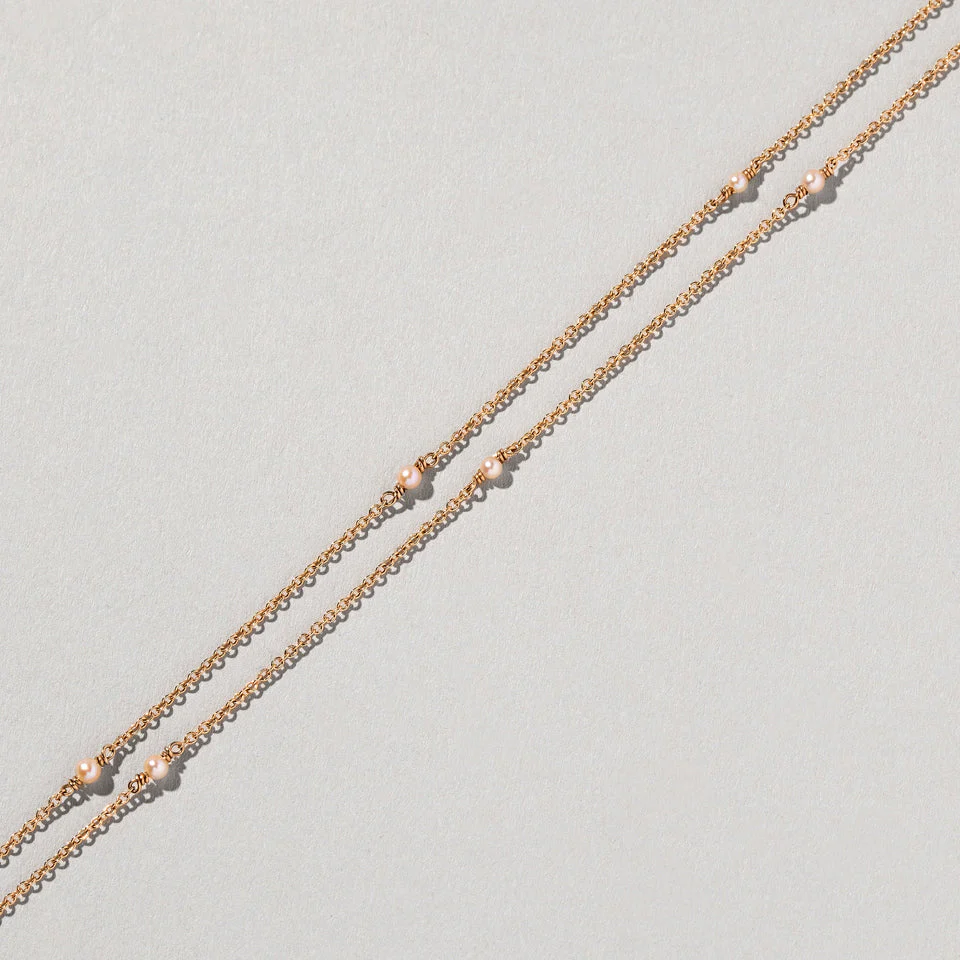 Natural Pink Seed Pearl Necklace - Image 4