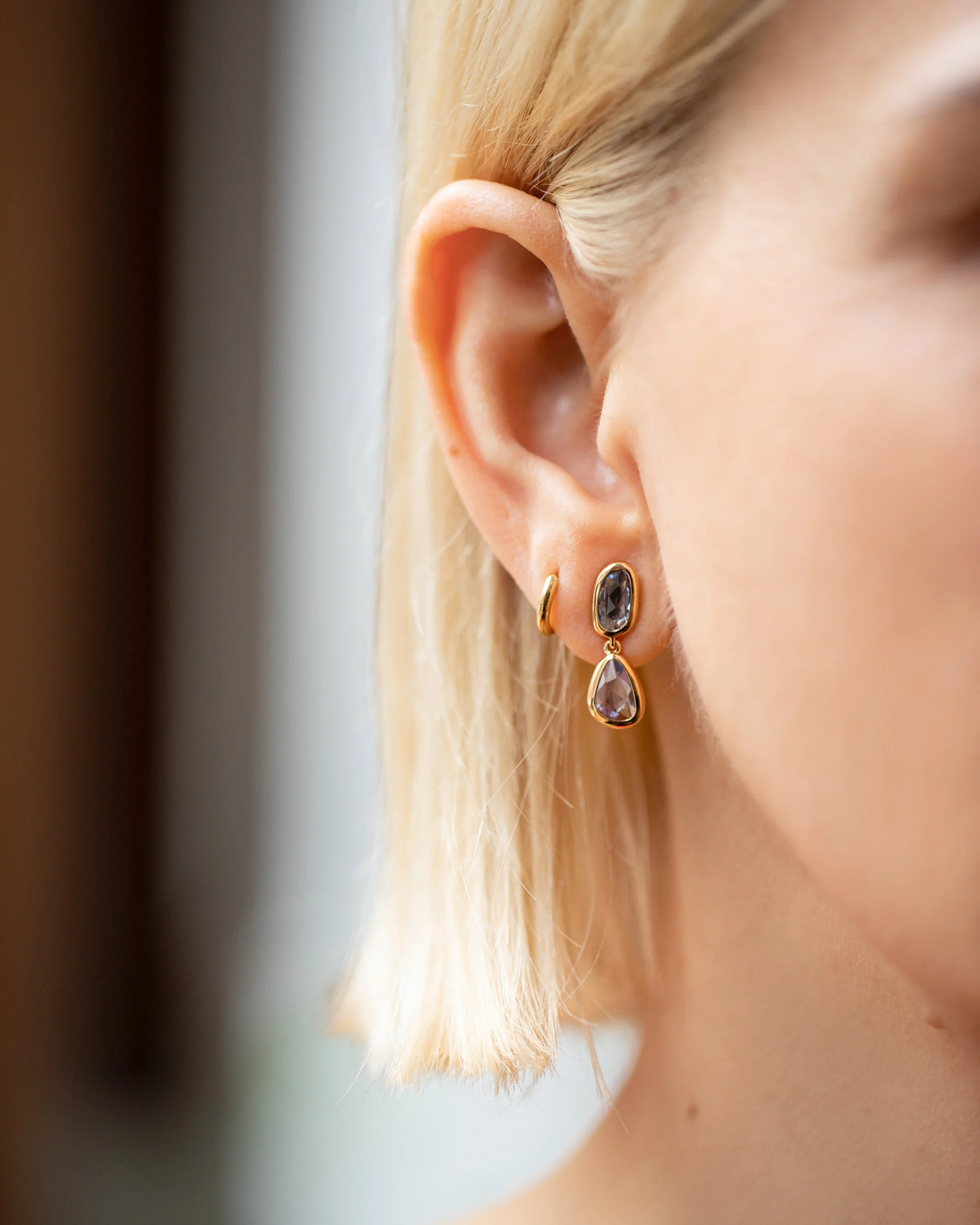 Gusher Blue Sapphire Drop Earrings 001 - Image 3