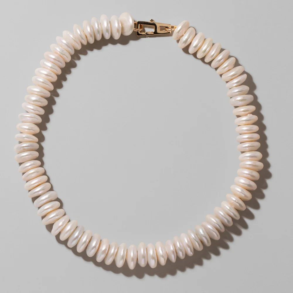 Button Pearl Choker Necklace - Image 3
