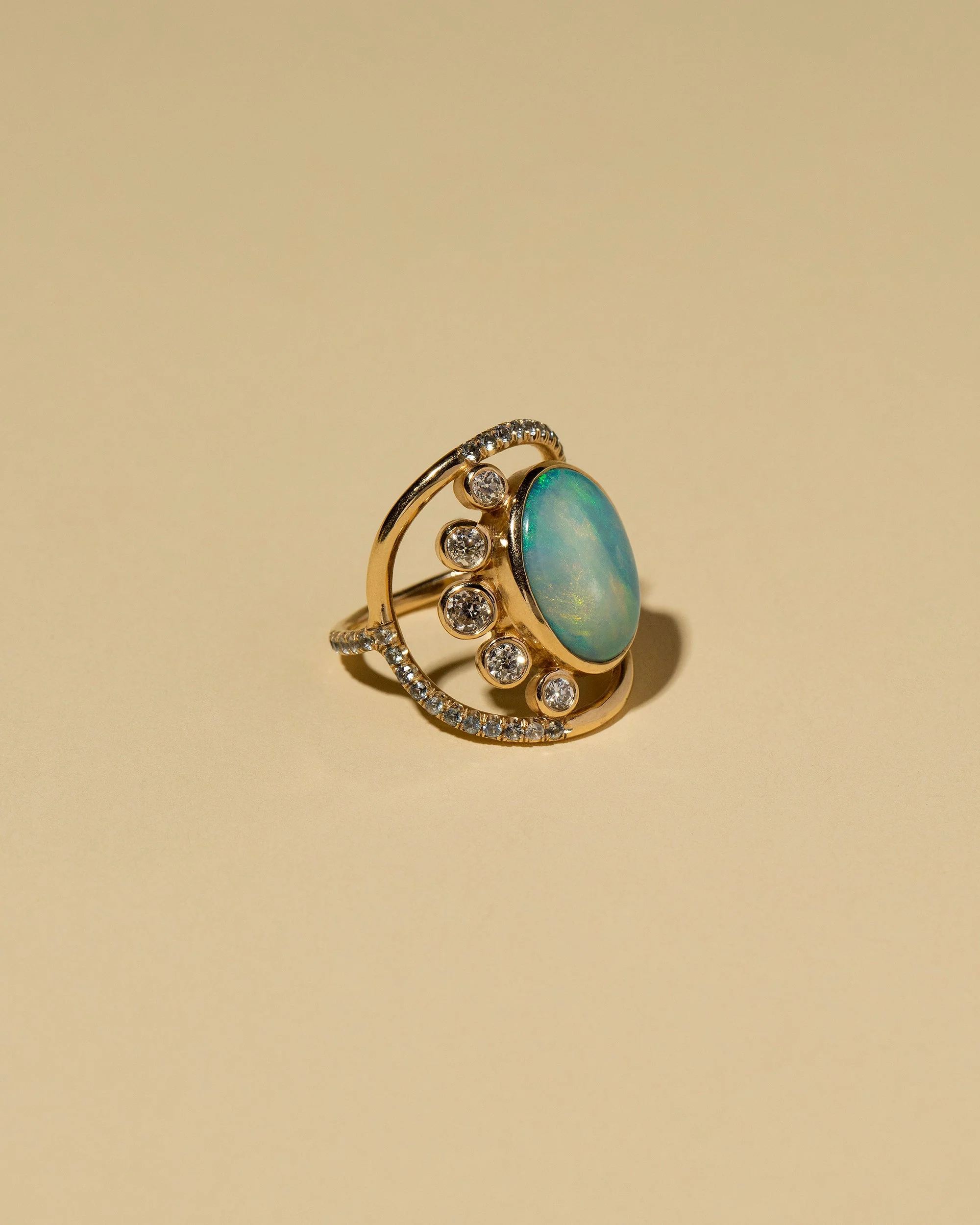 Australian Opal, Diamond & Sapphire Ring - Image 4
