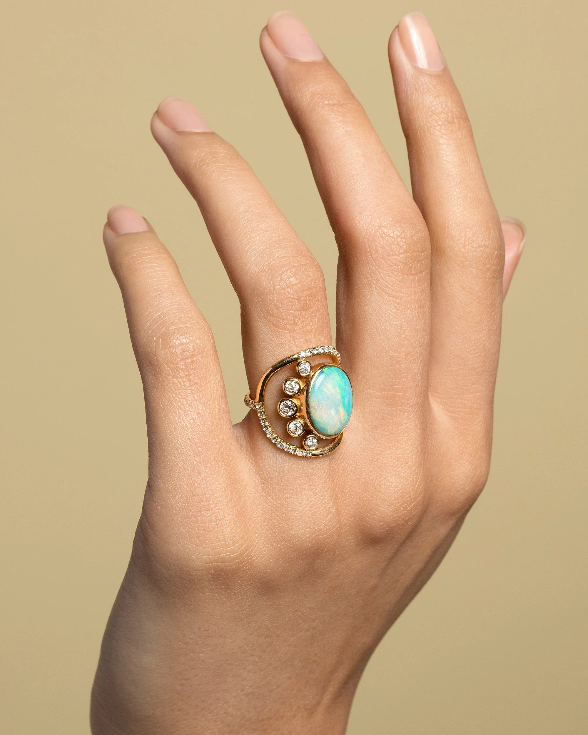 Australian Opal, Diamond & Sapphire Ring - Image 5