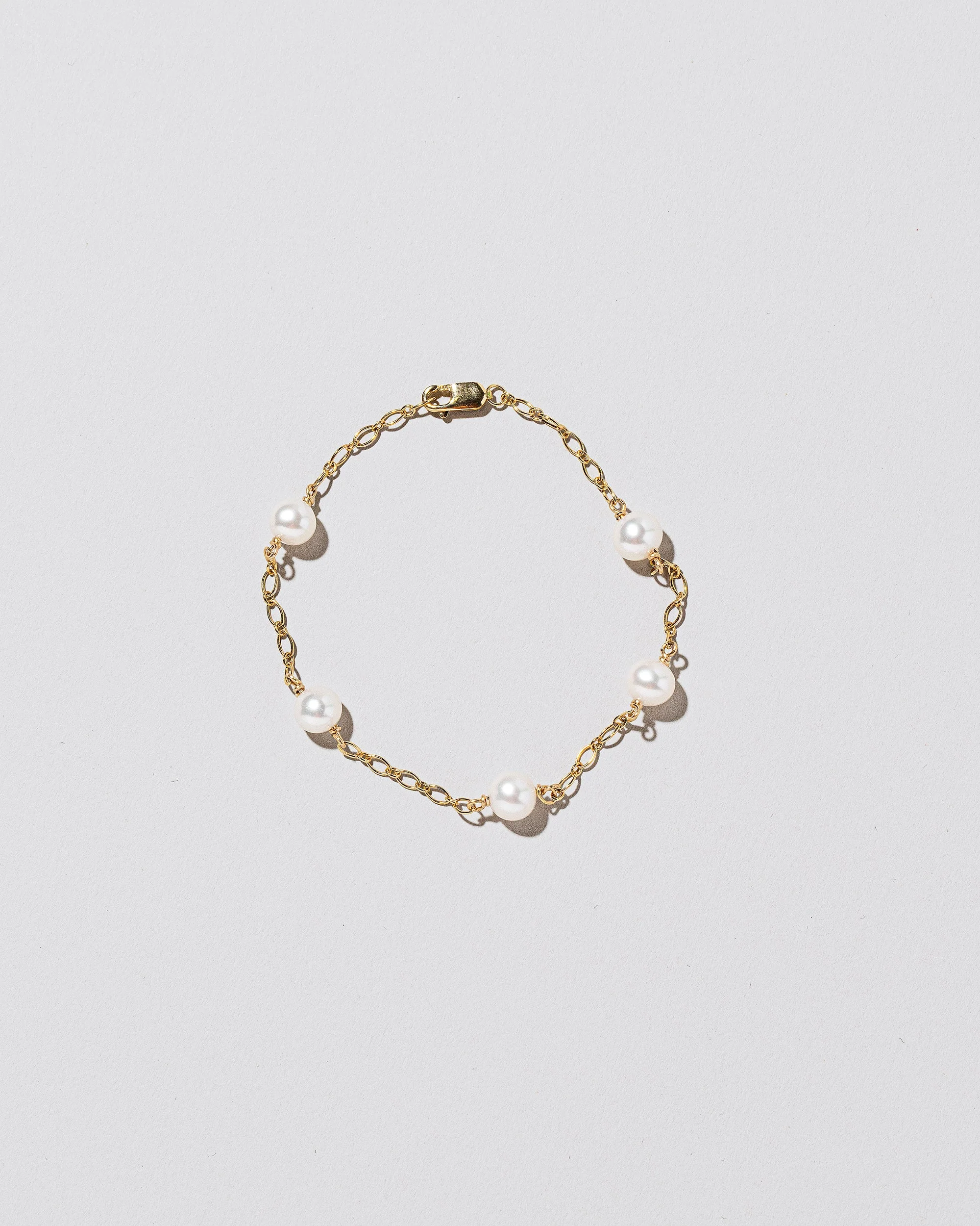 Pearl Station Bracelet Open Oval Chain - Image 2